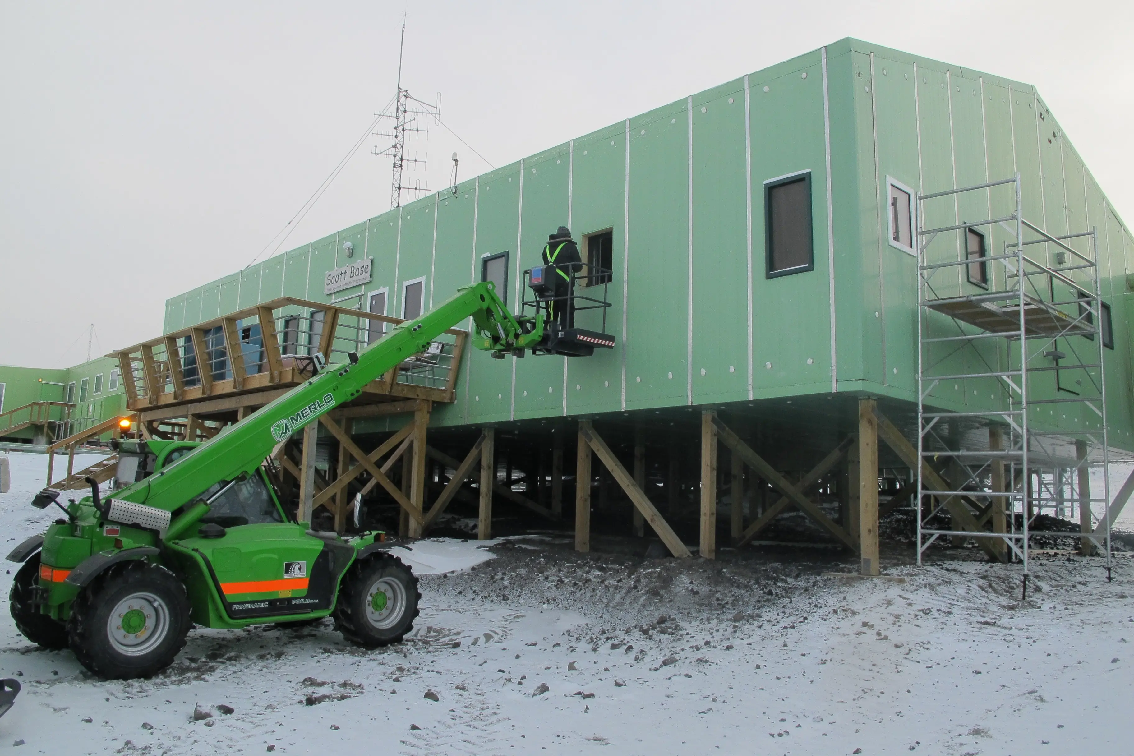 A Merlo telehandler in use at Scott Base in Antarctica. Photo: Supplied