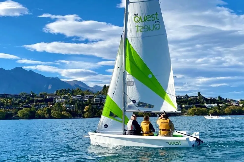 All aboard: Learn-to-sail participants get to grips with an\\u00A0RS Quest on Frankton Arm in 2024.\\u00A0Photo: Peter Henderson