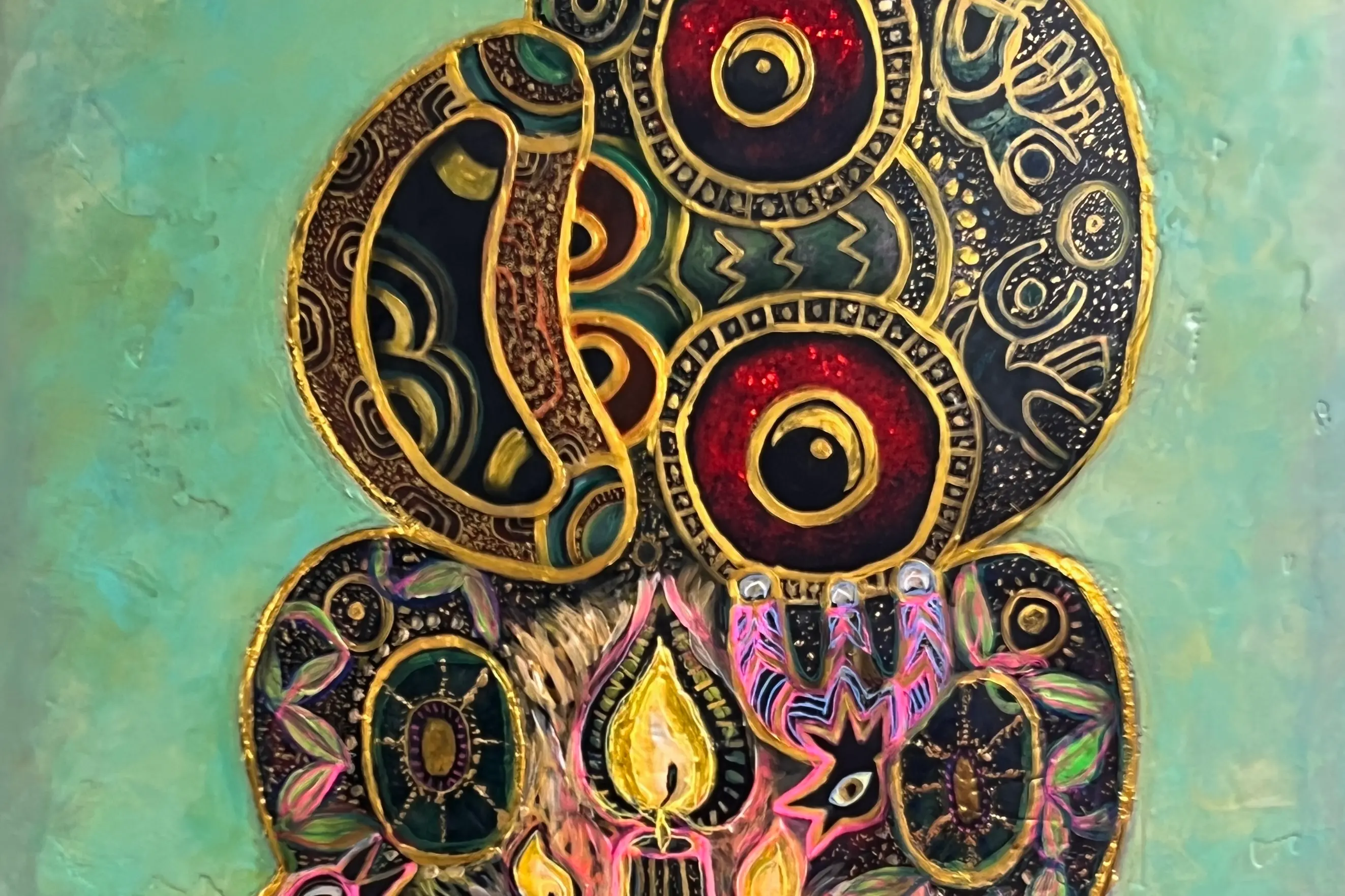 Significant milestone: \\'Te Ao o te Manawa\\', by M\\u0101ori-Greek artist Jimmy James Koratoras, is one of the pieces on display in Queenstown\\'s T\\u0101tai Manawa\\'s first exhibition, \"Te P\\u016Baotanga\", which opens tonight. Photo: Supplied
