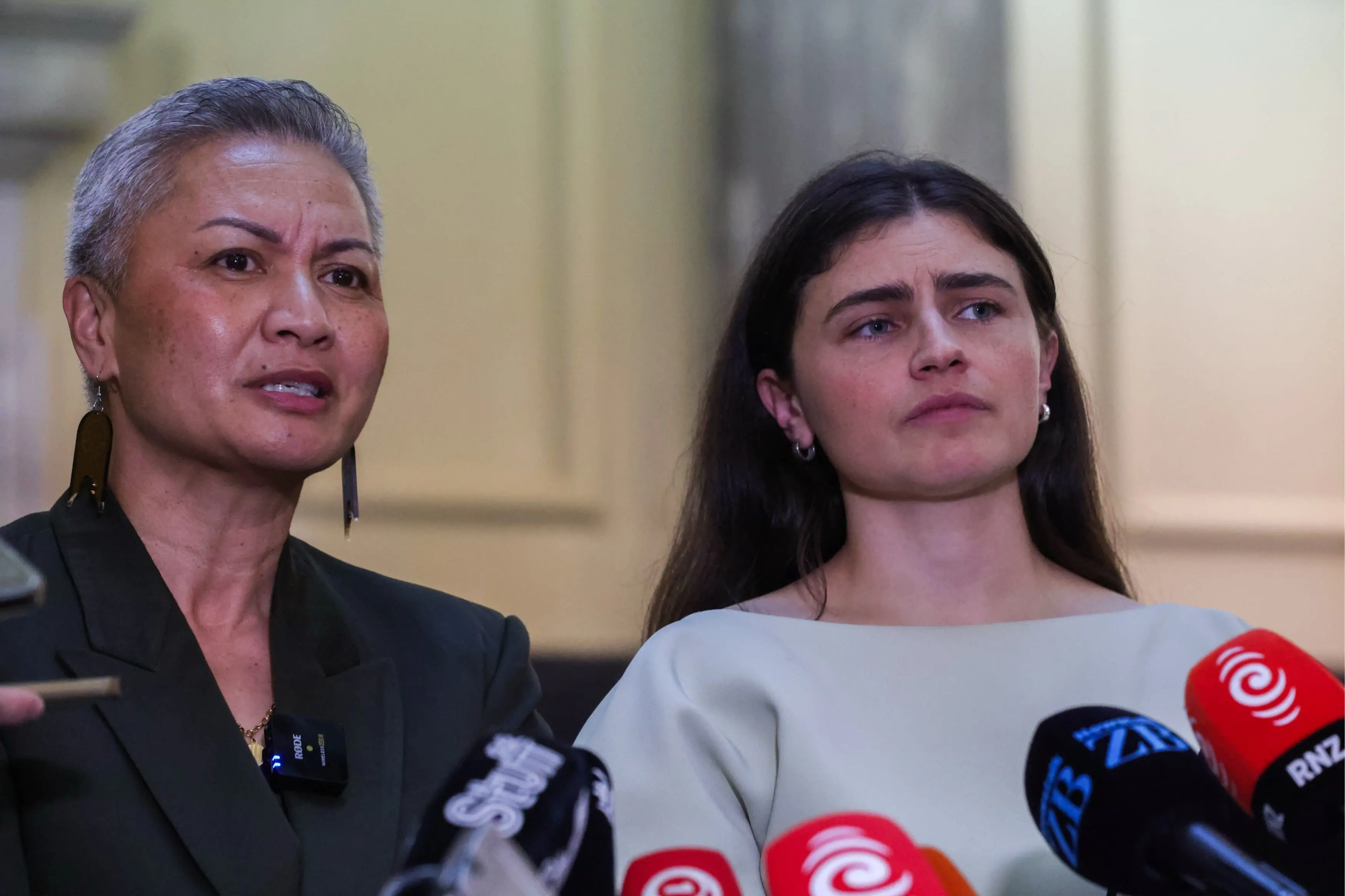 <p>Green Party co-leaders Marama Davidson and Chlöe Swarbrick. Photo: RNZ</p>\\n