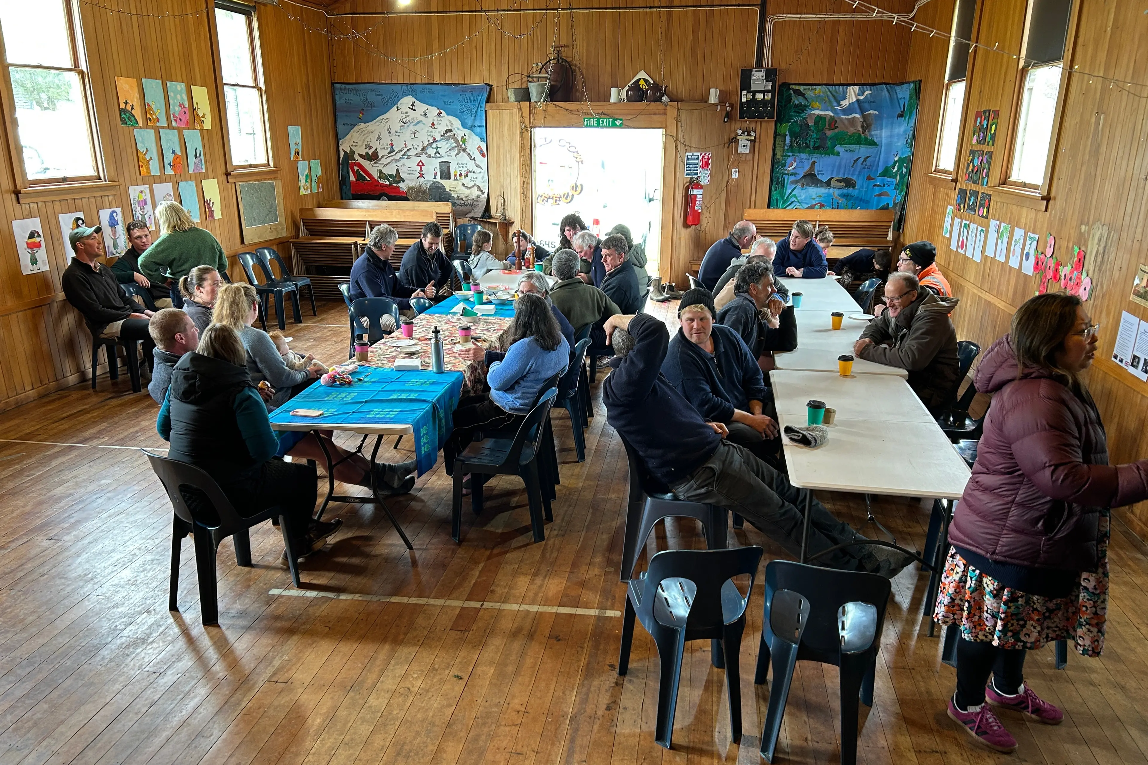 Dozens of farmers flocked to Tuturau Community Hall for a free lunch organised by the venues committee two weeks ago. Photo: Supplied