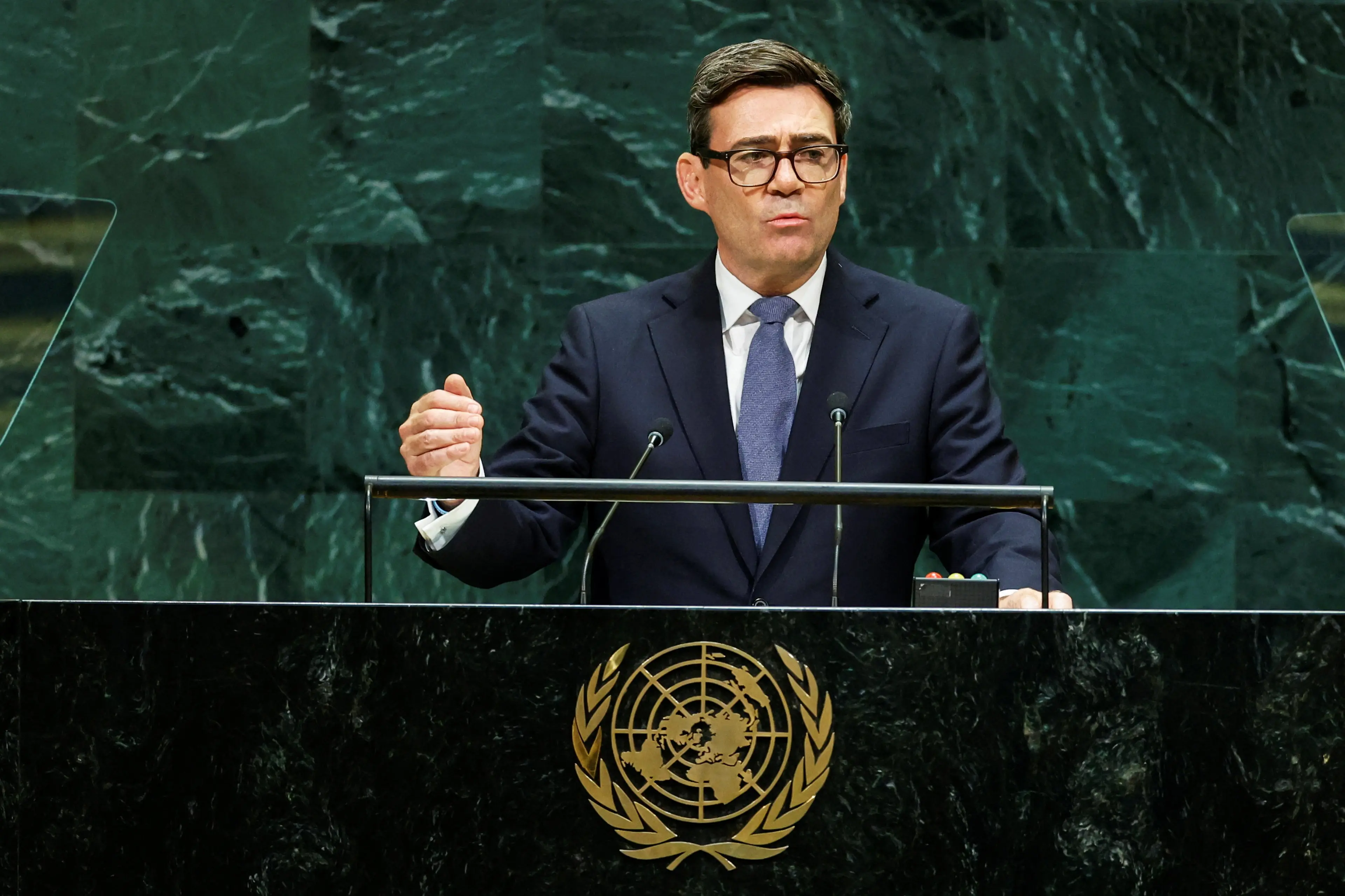 Andy Burnham addresses the 81st United Nations General Assembly in New York. Photo: Reuters
