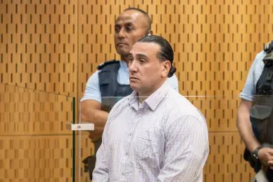 Lawrence Mervyn Olliver appears in the High Court at Christchurch for sentencing. Photo: Open Justice / Iain McGregor / Pool