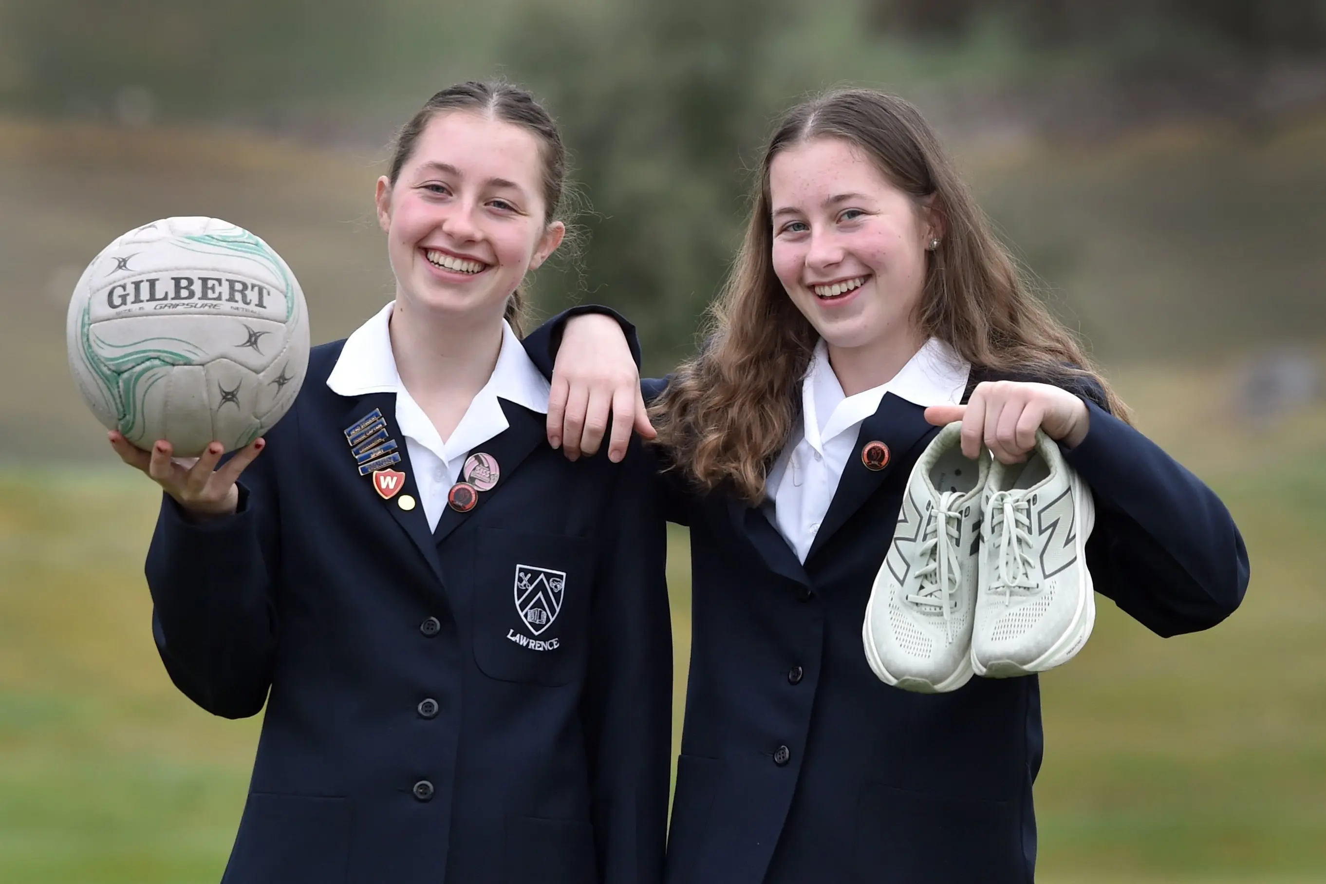 Identical twins, Emily, left, and Katie Harrex, both 18, of Lawrence Area School, are among the South\\'s Class Act recipients today. Photo: Peter McIntosh