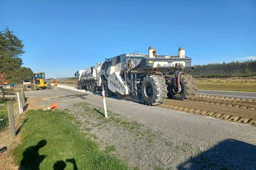 Extra days are needed to complete State Highway 1 road work, south of Tinwald, now due to finish Monday night. Photo: Supplied