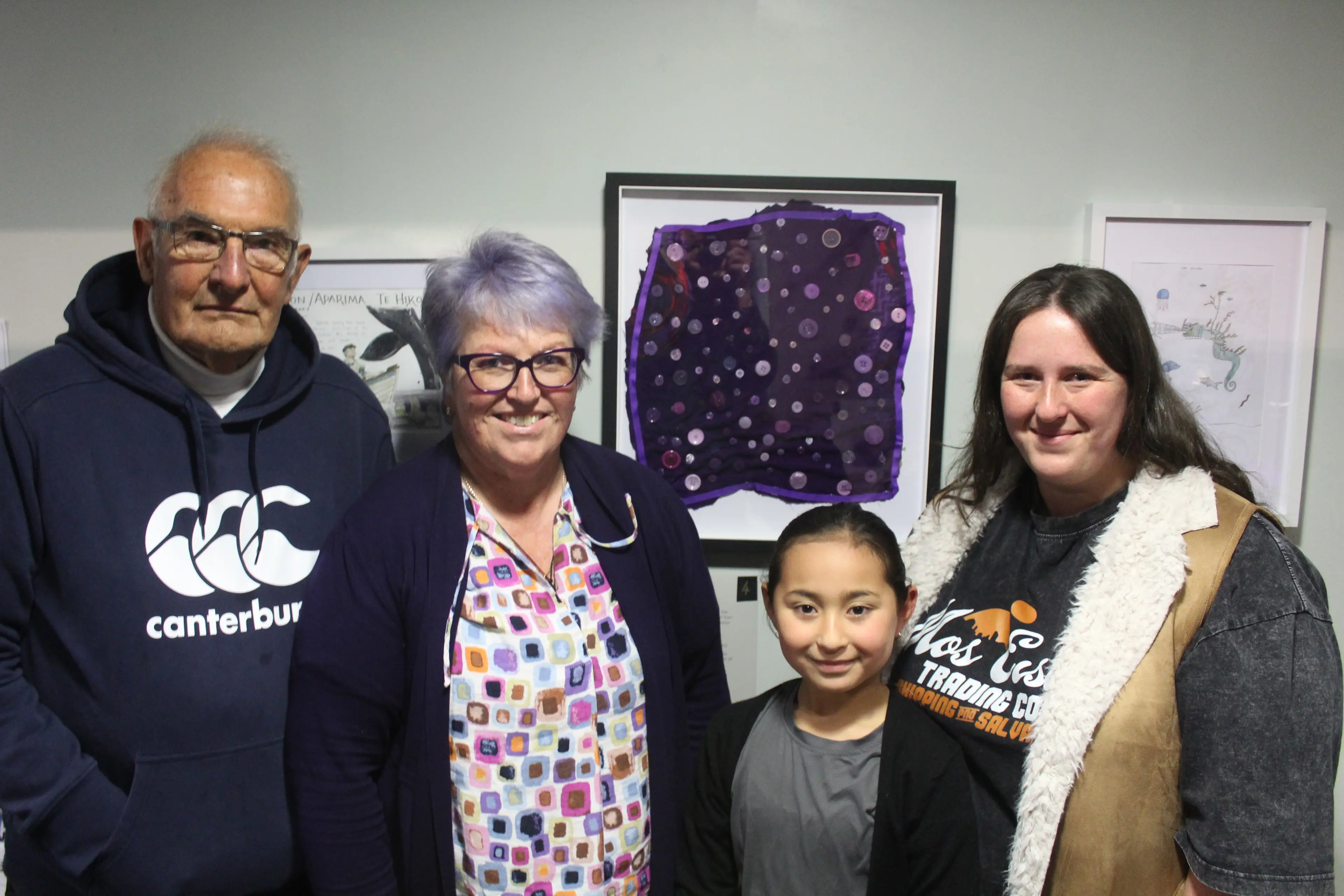 Representing four generations of artists are (from left) John Wilson, Marina Seager, Hazel Seager, and Karli Seager. Photo: Tayler Mutton