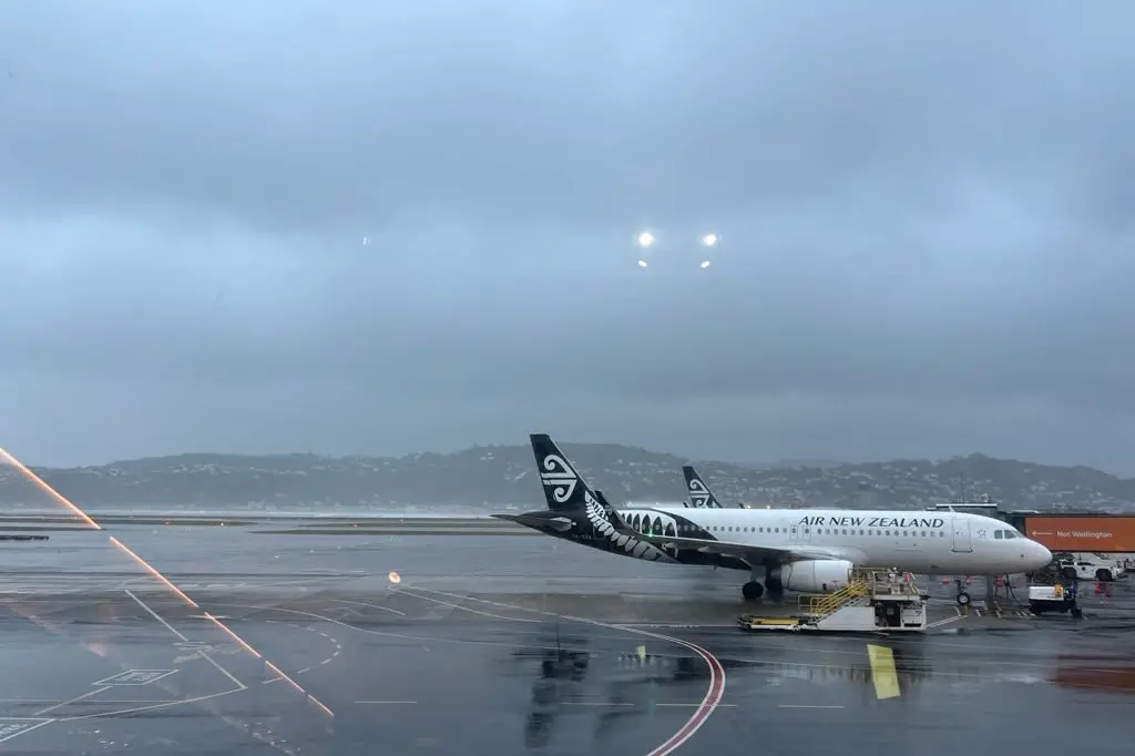 Flames coming from the engine exhaust of the Air New Zealand plane. Photo: Supplied / Lauren Crawford Flett