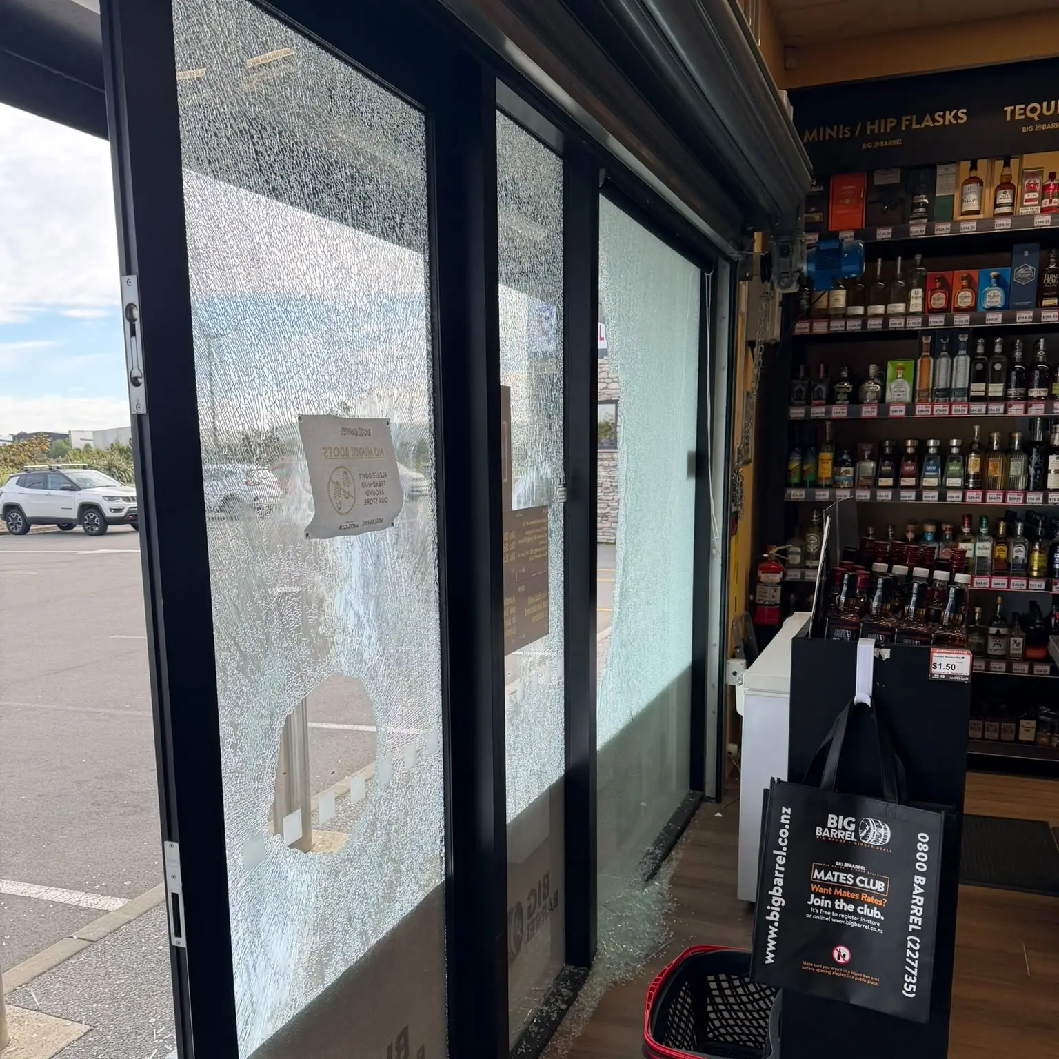 Hammer used to smash up liquor shop