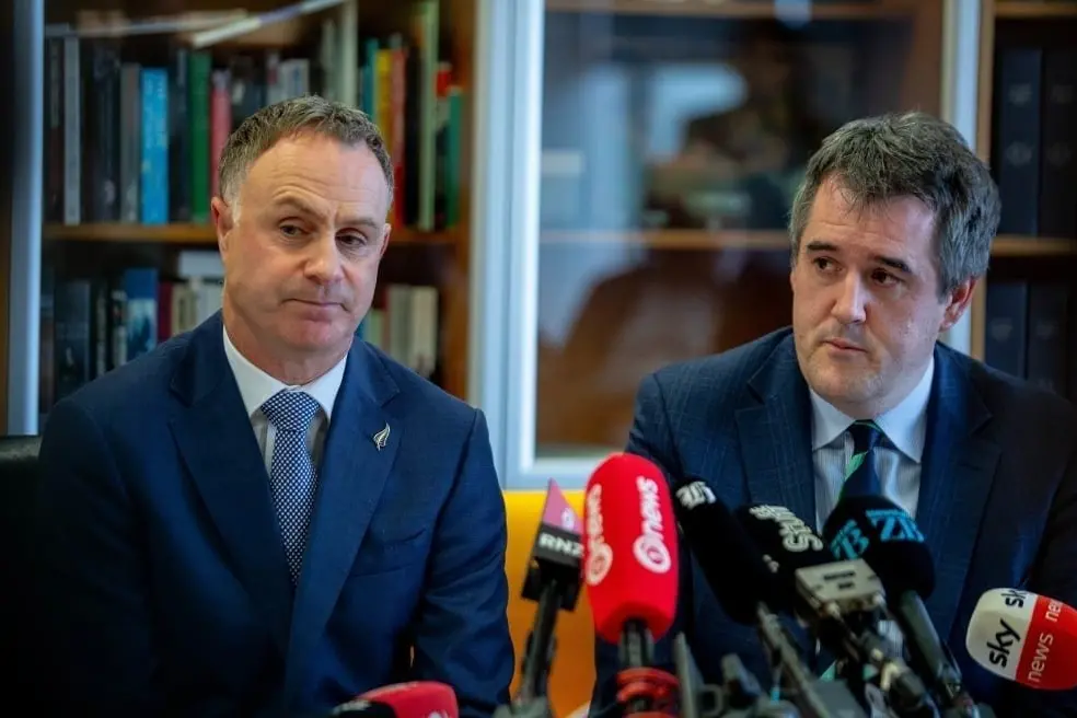 Simon Watts (left)  and Chris Bishop, relishing local government reform. Photo: RNZ