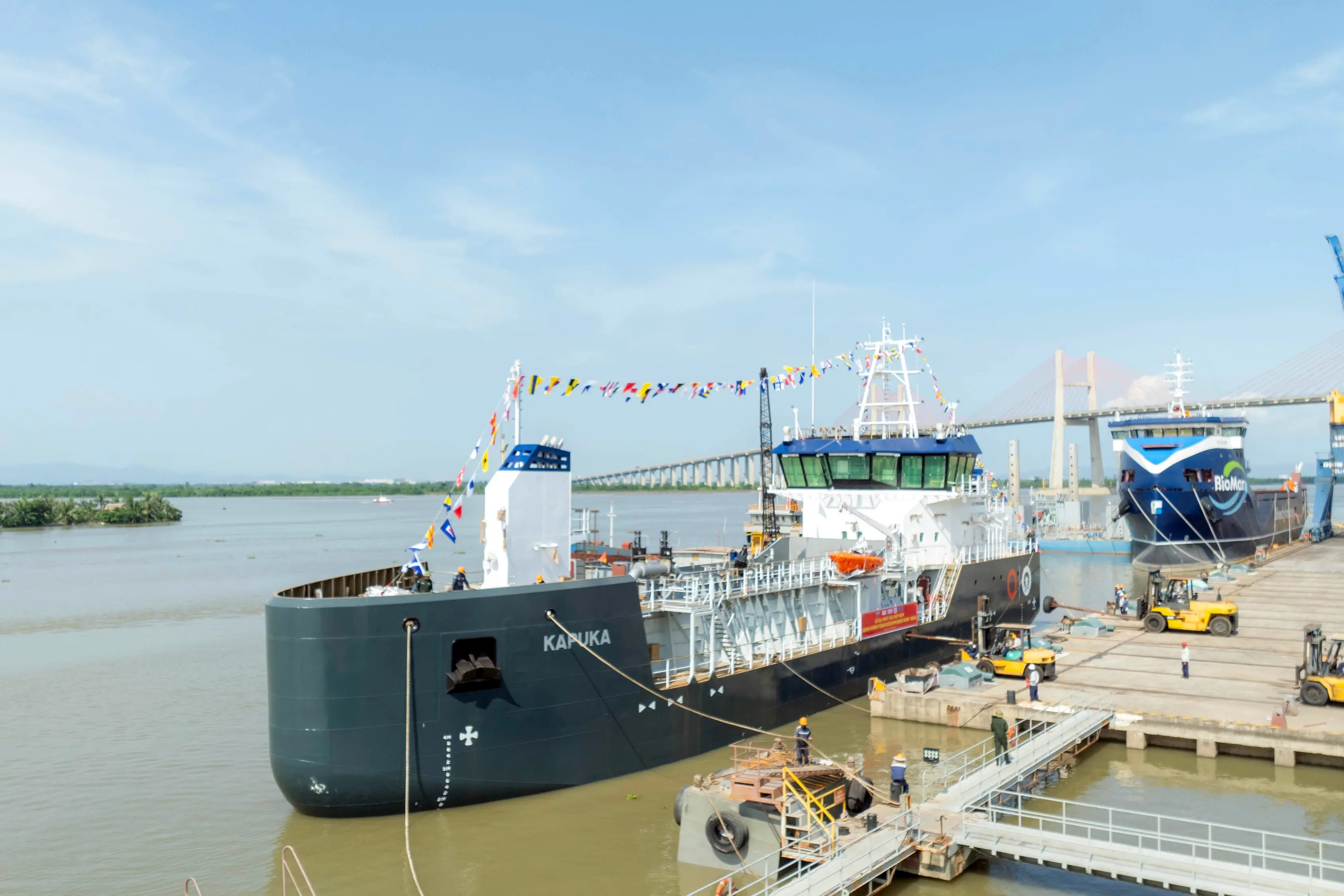 Port Otago and Napier Port\\'s new dredge, the Kapuka, was launched at a Vietnamese shipping yard last week. Photo: Supplied