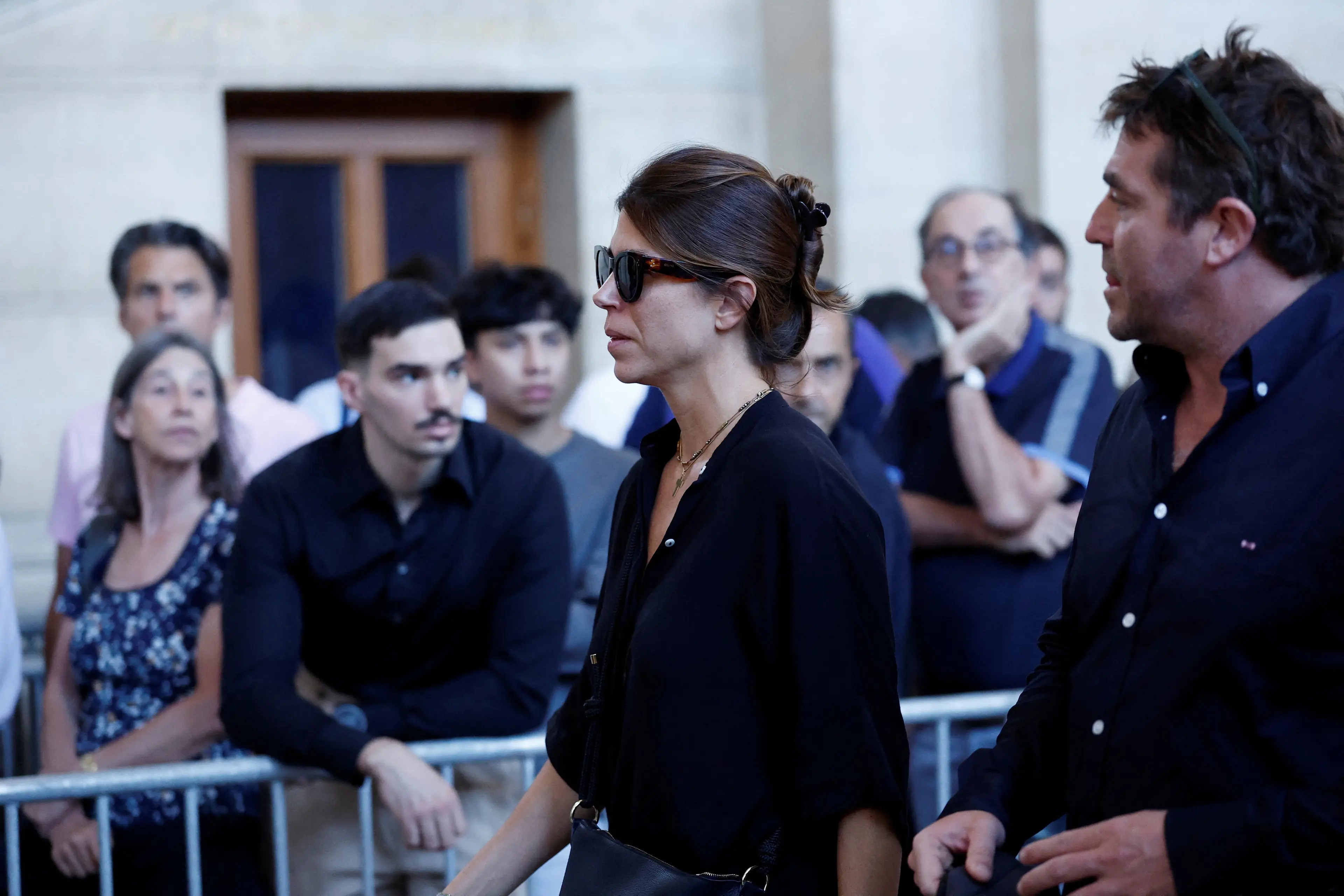 Maria Aramburu, widow of former Argentine rugby international Federico Martin Aramburu, and former rugby player Shaun Hegarty arrive for the trial of far-right activists Loik Le Priol and Romain Bouvier in Paris, France. Photo: Reuters