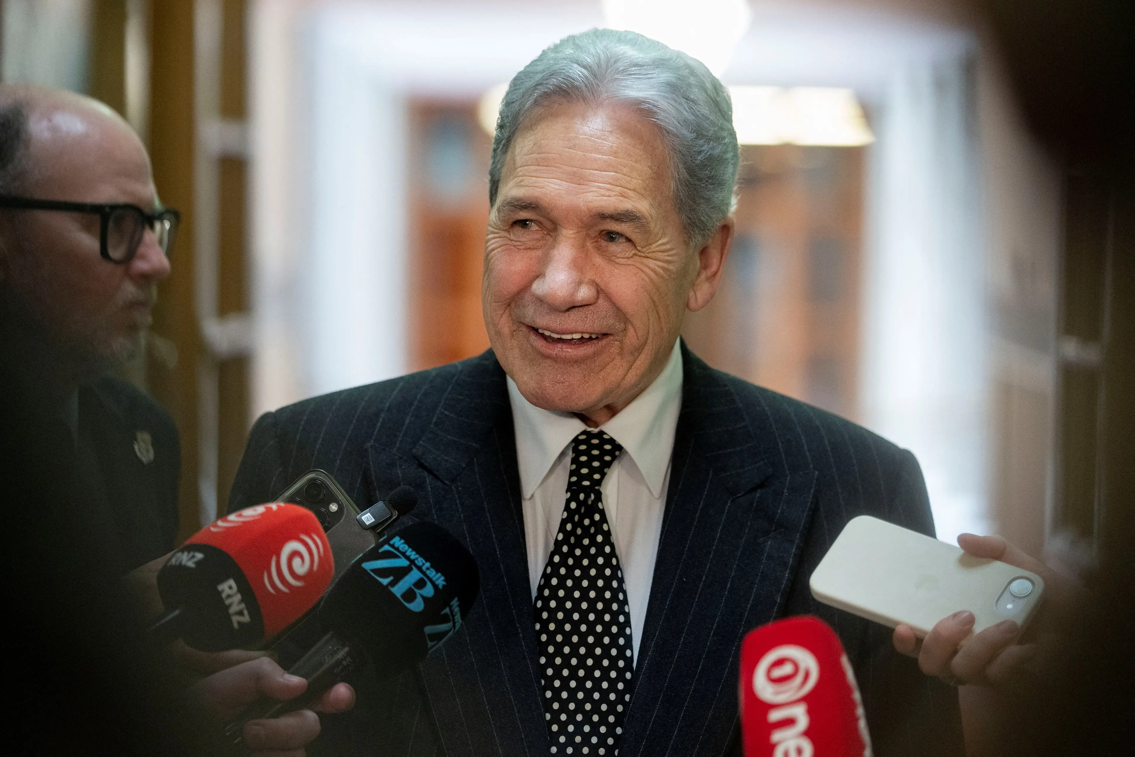 New Zealand First leader Winston Peters speaks to media at Parliament House in Wellington, New Zealand, September 22, 2026. REUTERS/Marty Melville