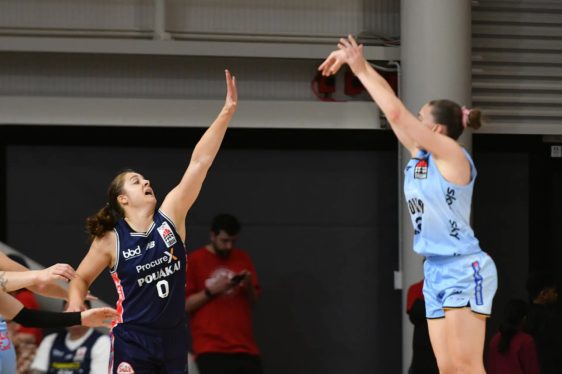 Southern Hoiho guard Lil Dart shoots over Mainland Pou\\u0101kai defender Mikayla Pivec during the Tauihi basketball game in Christchurch on Saturday. Photo: Katrina Parish