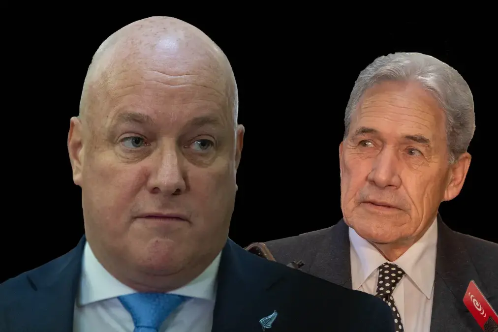 National leader Christopher Luxon (left) and NZ First leader Winston Peters. Photo:RNZ