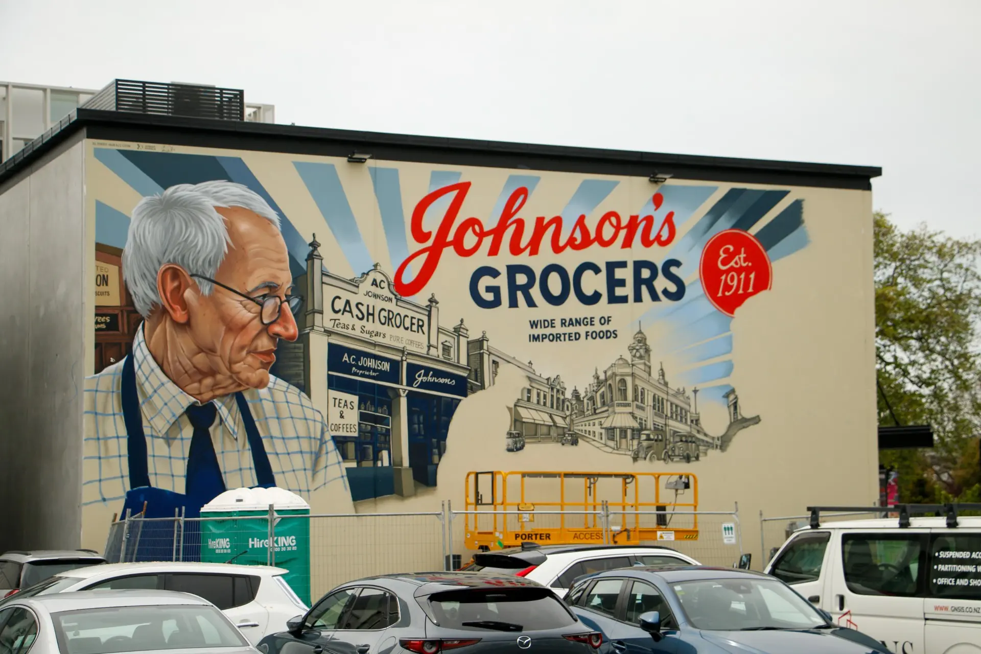 The mural has been changed after it initially showed a building that did not appear to be the former Johnson\\u2019s Grocers shop. Photo: Daniel Alvey
