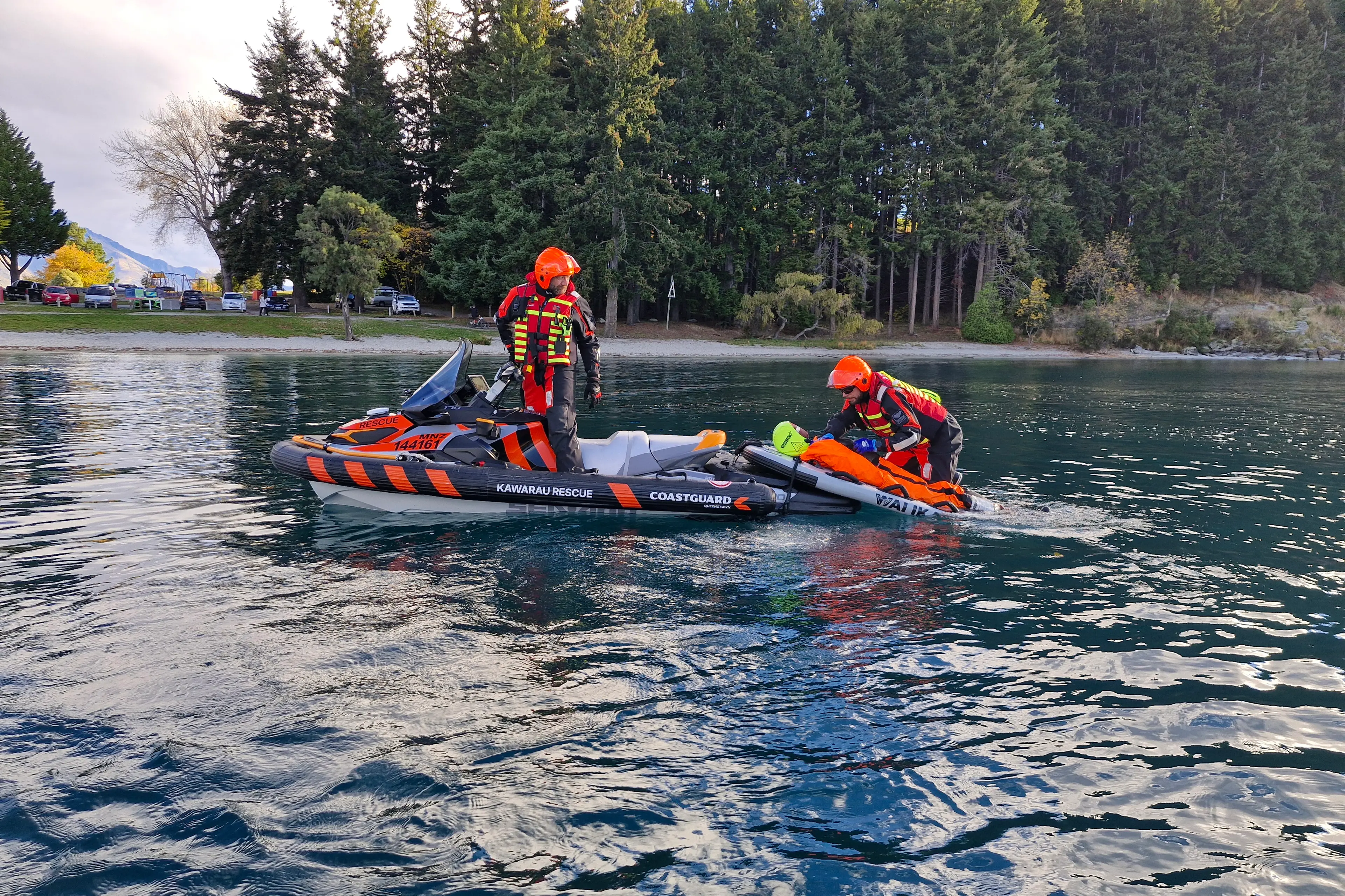 To the rescue: Coastguard Queenstown volunteers trial their new rescue watercraft, which is now operational. Photo: Coastguard