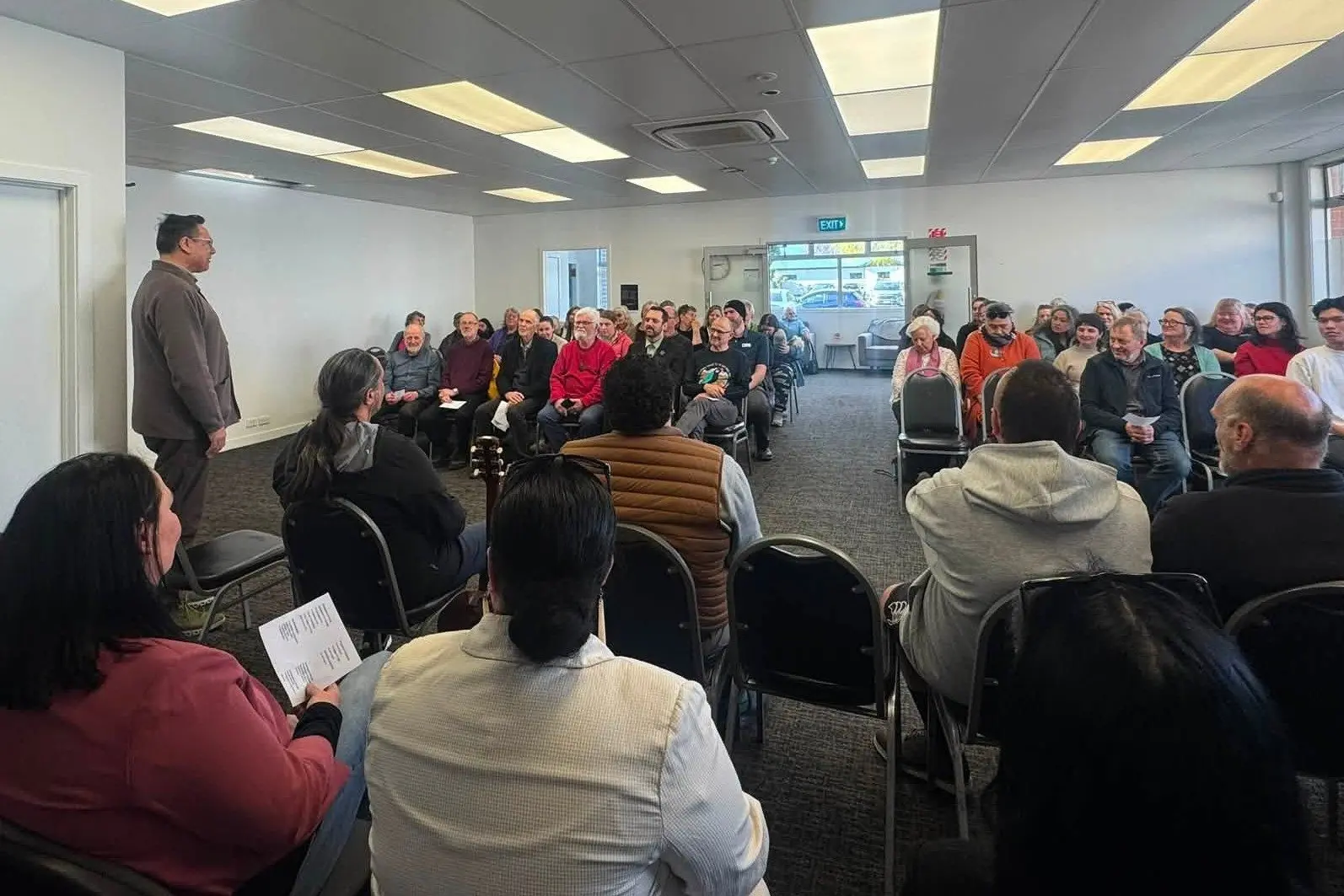 Community members gathered recently at Arai Te Uru Kokiri Training Centre for a mihi whakatau to officially welcome the South Dunedin Community Network to the space at 51 Macandrew Rd, South Dunedin. Photo: Supplied