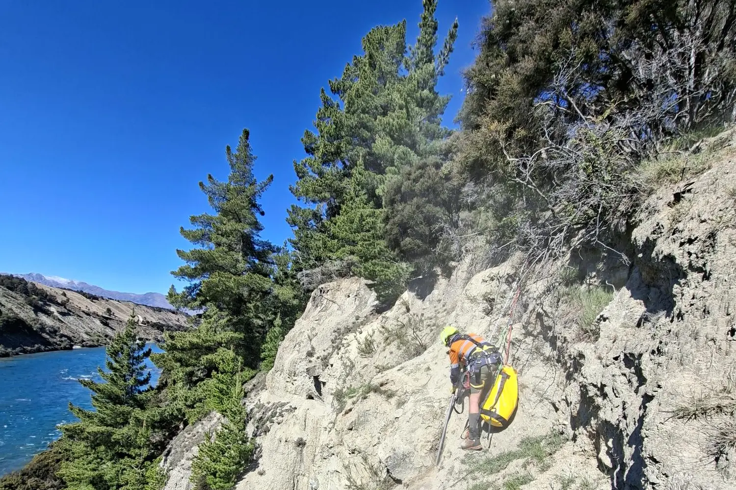 A team has completed work to\\u00A0remove the unstable tree and loose rock. Photo: Department of Conservation