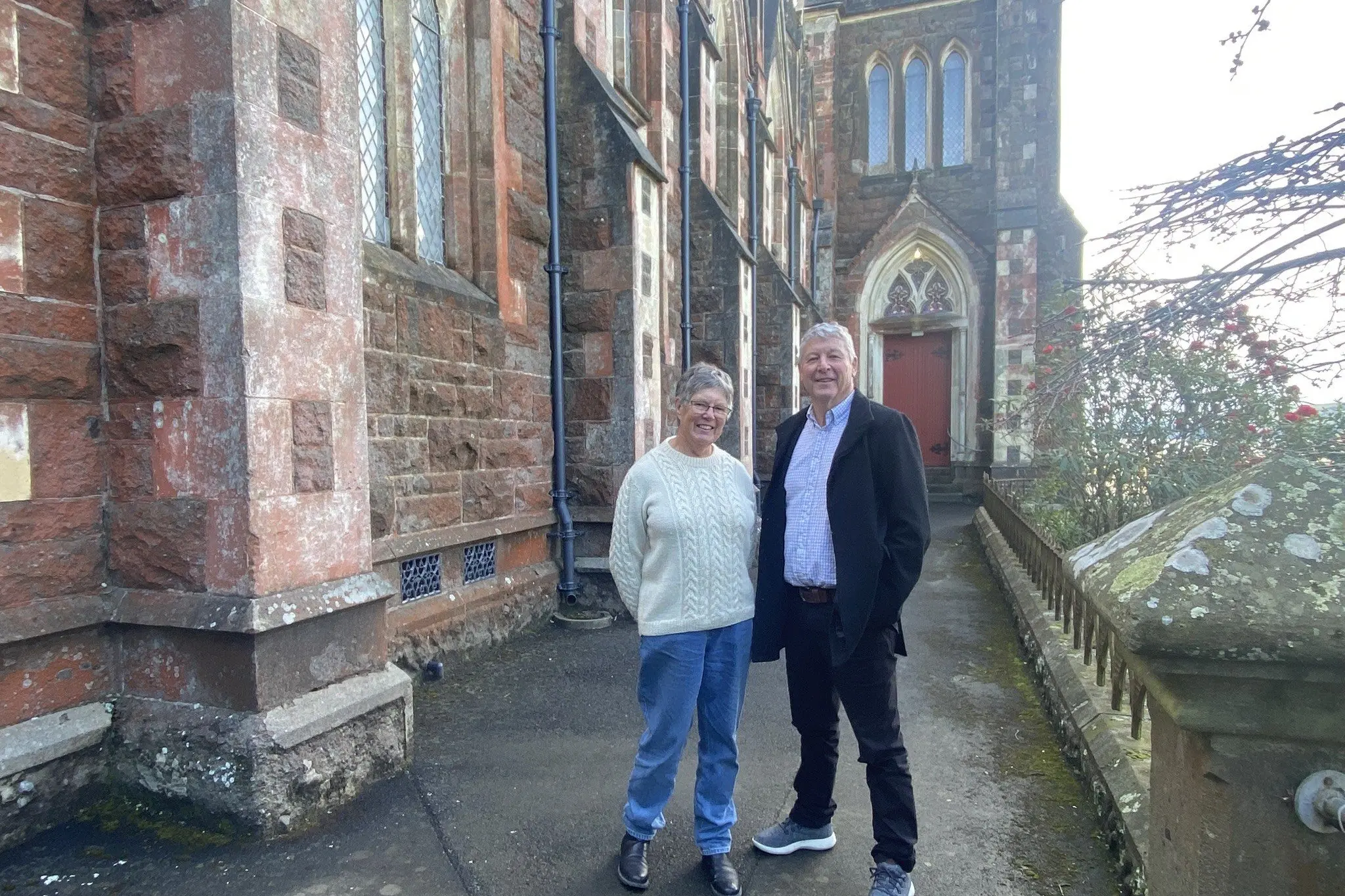 Iona Church treasurer Liz McLennan (left) and Historic Iona Church Restoration Trust chairman Andrew Noone are gearing up for a rise in visitors during cruise ship season. Photo: Brenda Harwood