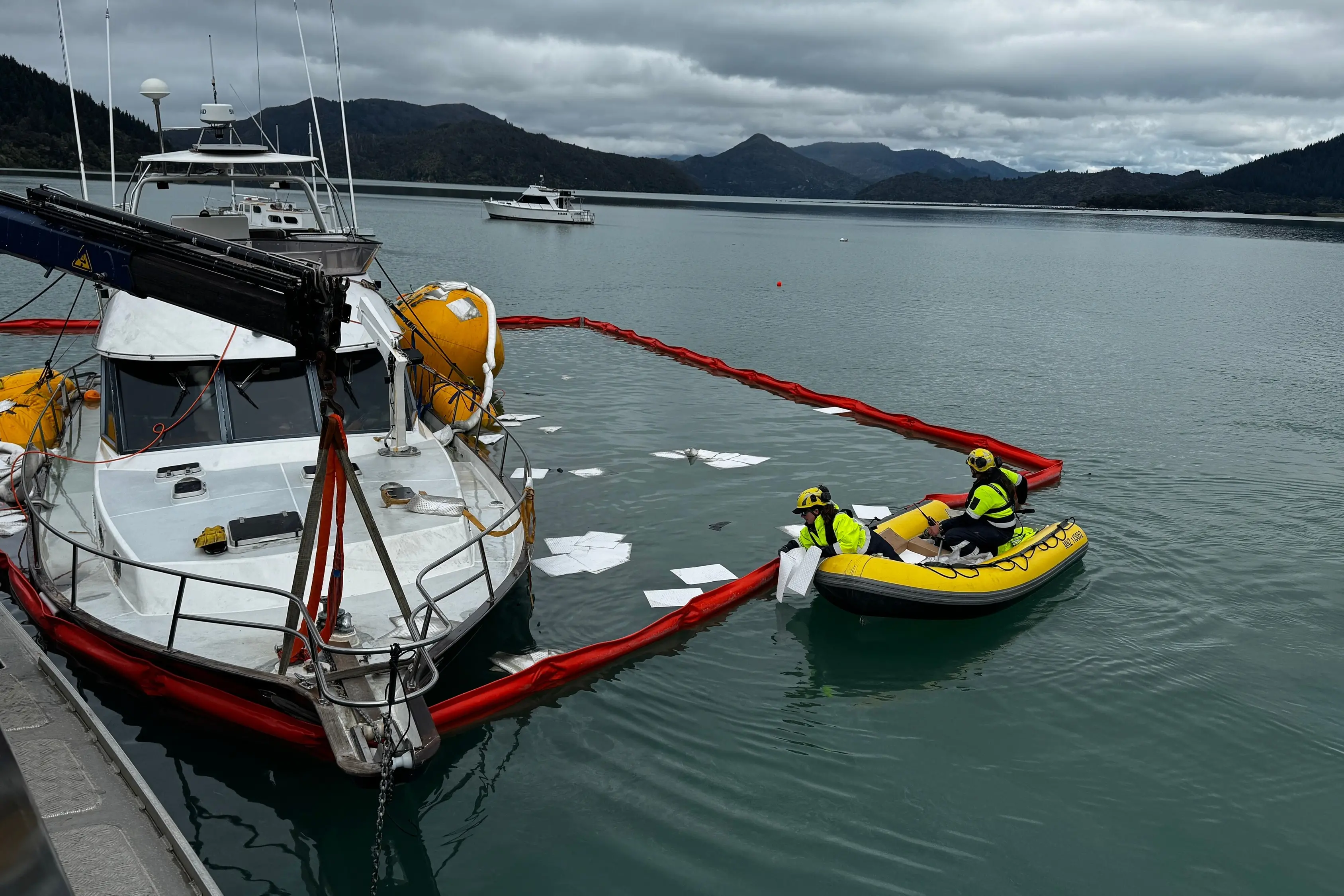 Air bags under the hull keep the boat afloat while water is pumped out. Photo: Supplied.
