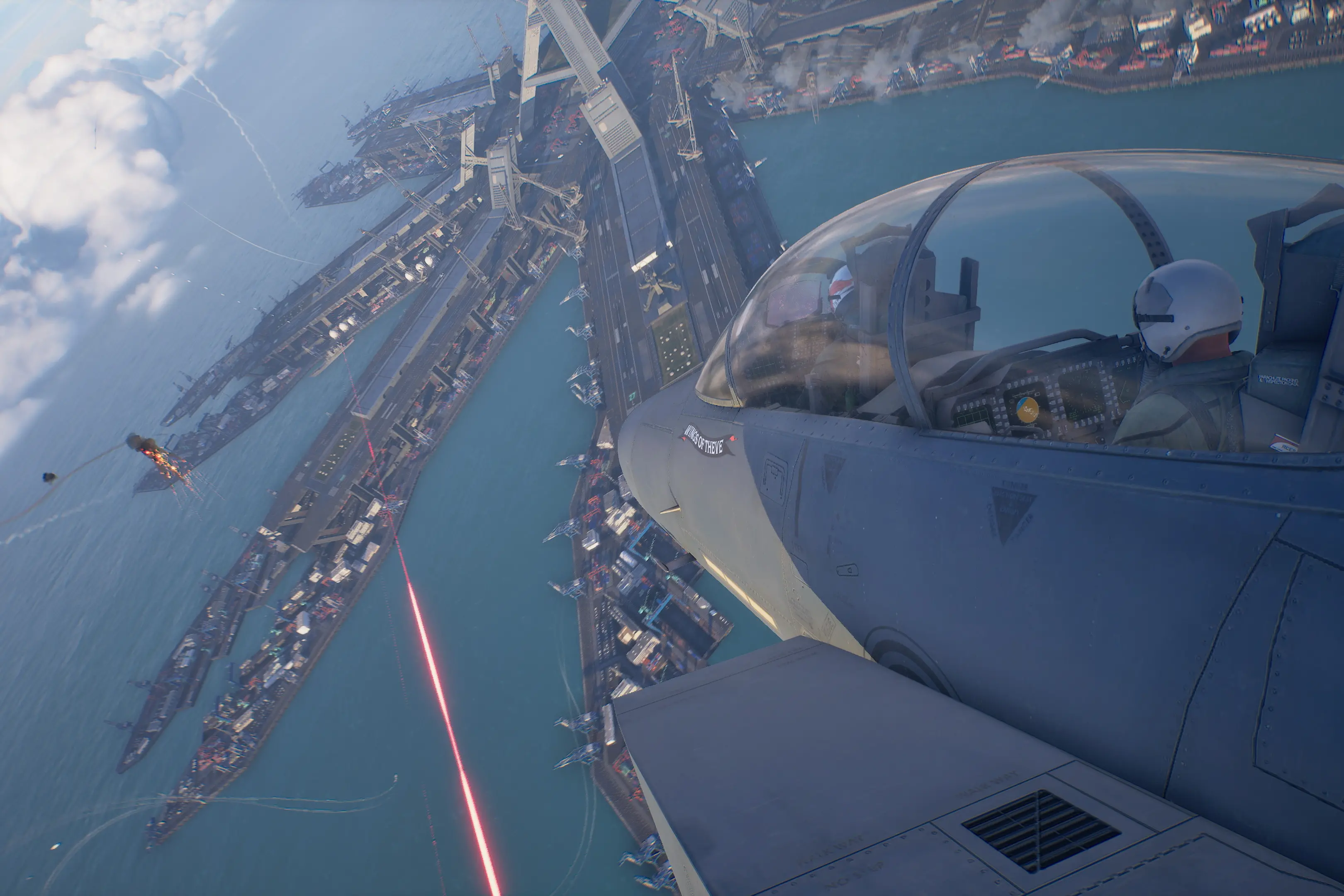 They have lasers! Do we have lasers? You\\'ll never know what the Sotoans will throw at you in \"Ace Combat 8: Wings of Theve\". Image: Supplied
