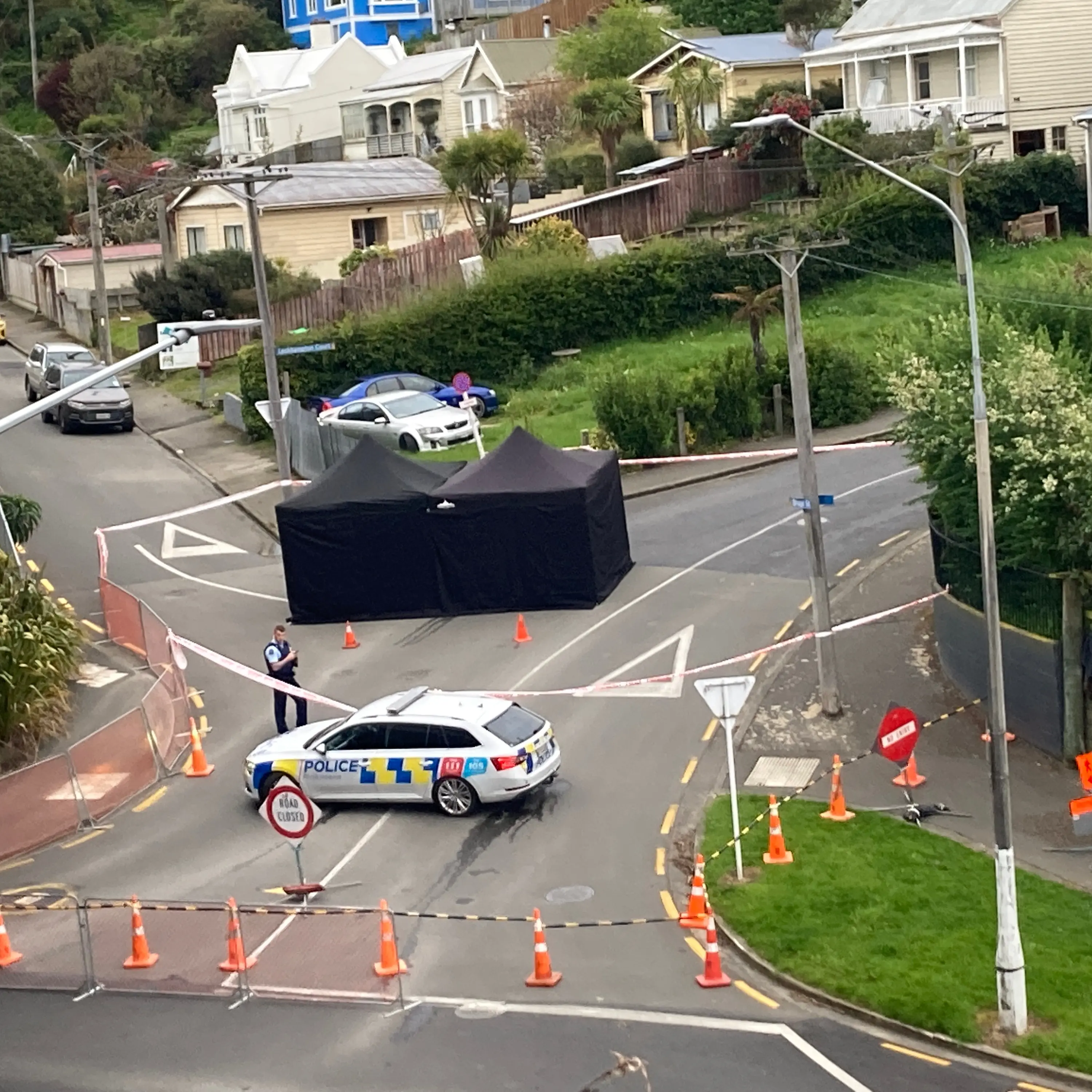Roads cordoned off after unexplained death in South Dunedin