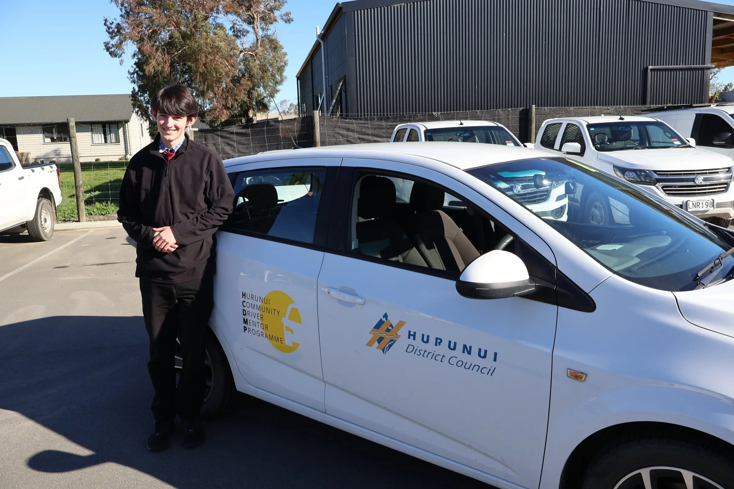 Learner driver . . . Lucas Edwards, a Year 13 student at Rangiora High School, heads out for a drive with the Hurunui District Council driver mentor programme recently. Photo: Supplied by Hurunui District Council
