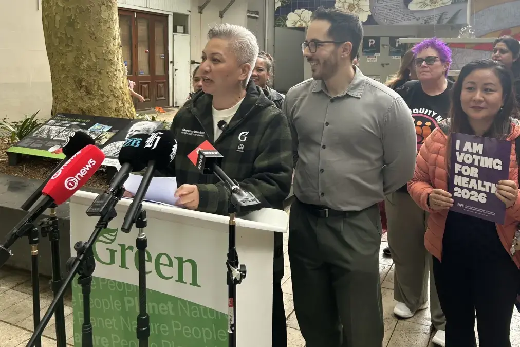 Green Party co-leader Marama Davidson and MP Ricardo Men\\u00E9ndez March. Photo: Tu Natanahira via RNZ