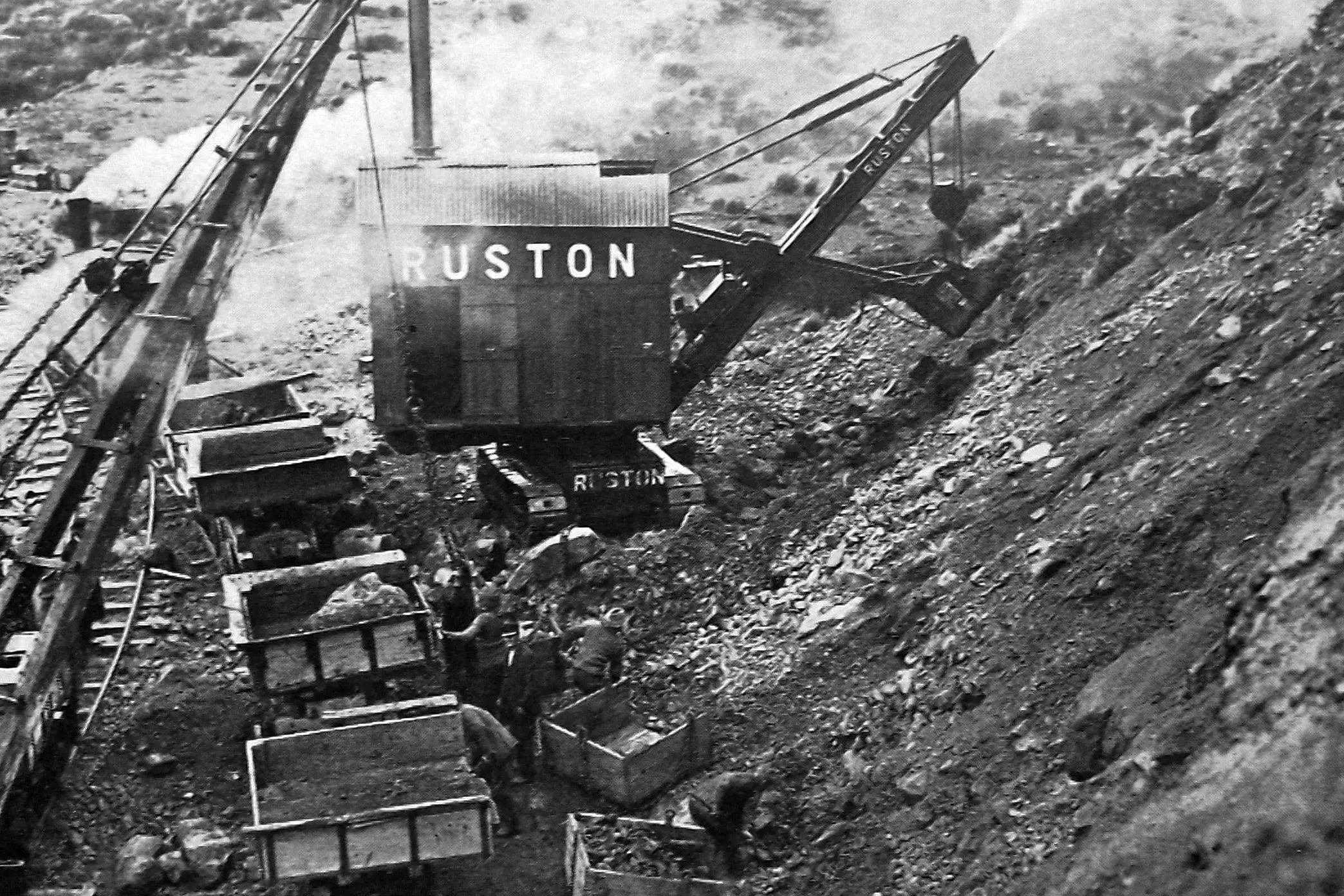 The Otago Harbour Board\\'s Ruston steam-powered digger works at the board\\'s Aramoana quarry. Photo: <i>Otago Witness</i>, issue 3787, October 12, 1926, page 41