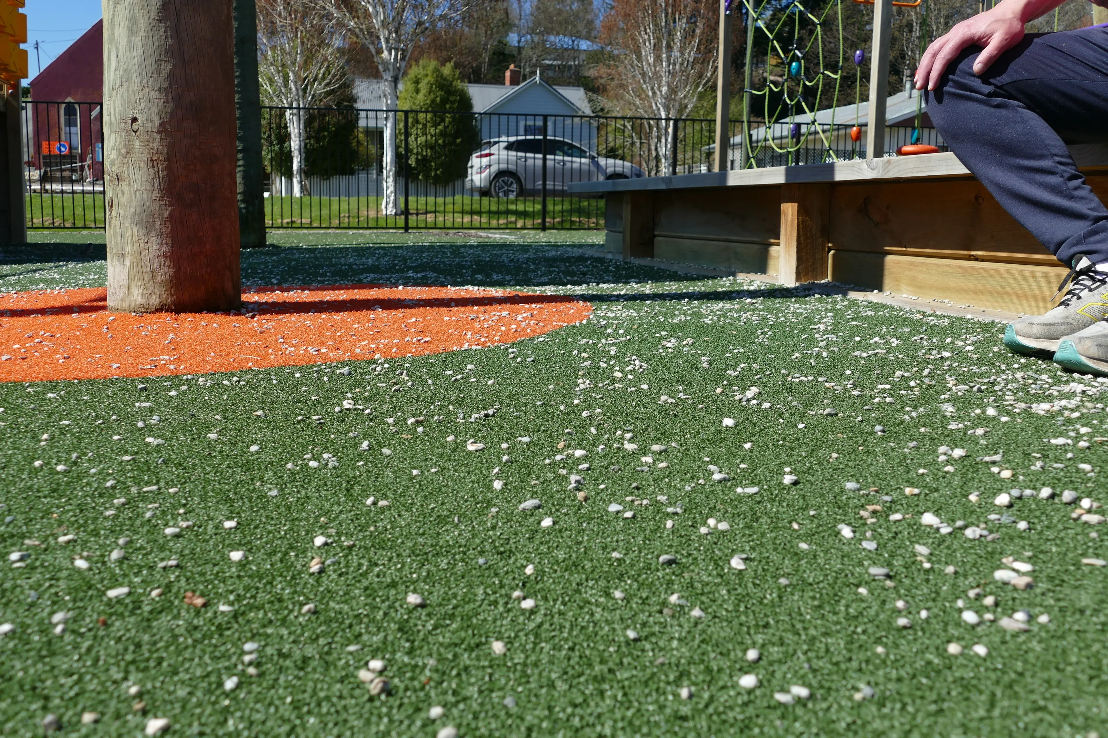 A gravel play element of Lawrence Playground is to be repurposed, due to continuing issues with scattered gravel damaging playground surfaces. Photo: Richard Davison