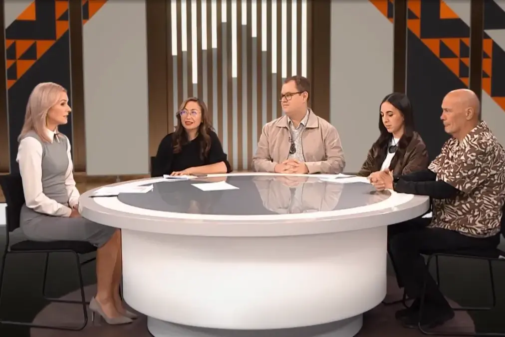 From left: Mihingarangi Forbes, Tina Wickliffe, Jack Tautokai McDonald, Maringi James and former MP Tau Henare discuss the poll result on Mana Reports. Photo: supplied