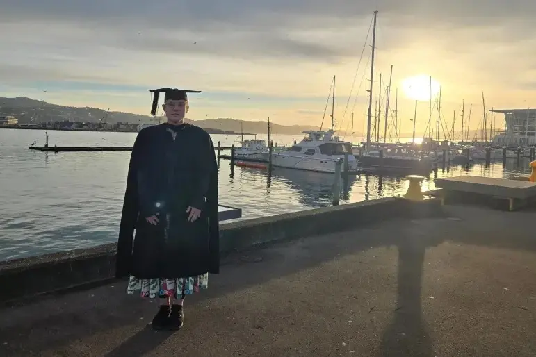 Hannah Tollison at her recent graduation with a Master of Communications degree. Photo: HANNAH TOLLISON