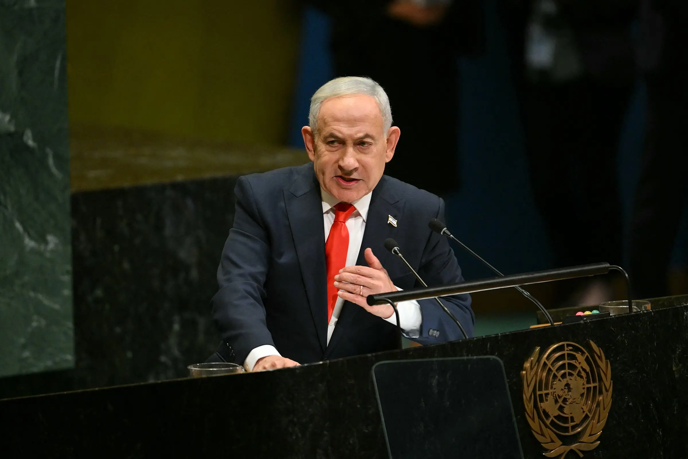 Israeli Prime Minister Benjamin Netanyahu making his case to the 81st United Nations General Assembly. Photo: Getty Images/TNS)