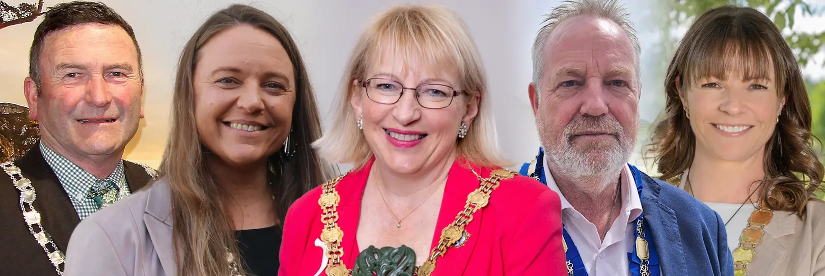 Otago mayors, from left, Clutha Mayor Jock Martin, Waitaki Mayor Mel Tavendale, Dunedin Mayor Sophie Barker, Queenstown-Lakes Mayor John Glover, Central Otago Mayor Tamah Alley.