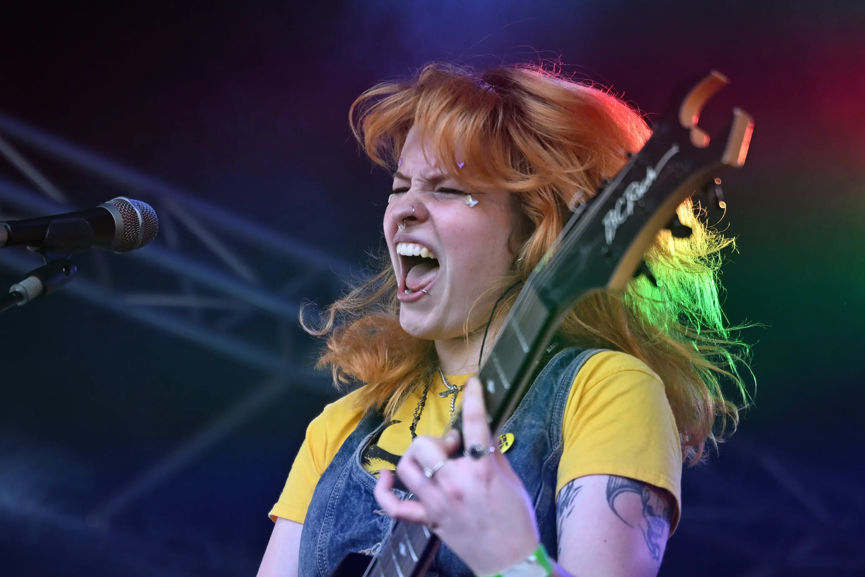 Vagina Dry\\'s El Checketts lets it rip at Rock the Vote at Southern Lights in Dunedin on Saturday. Photos: Craig Baxter