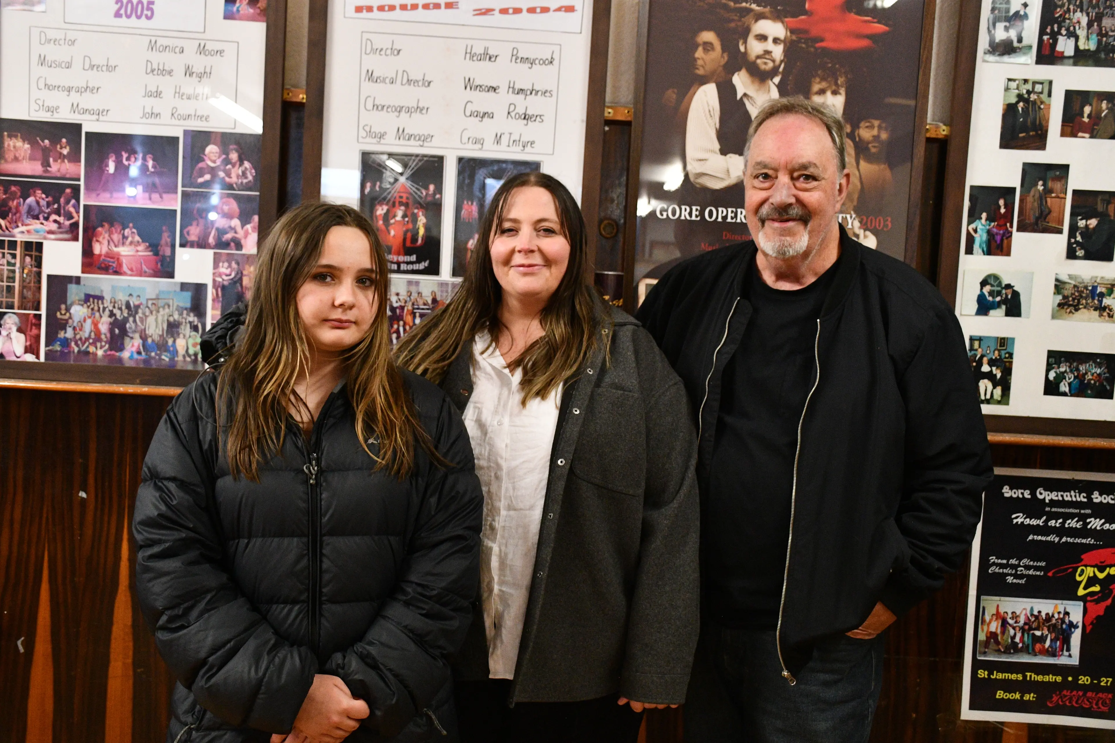 Family members and Gore Musical Theatre performers (from left) Isabella and Nicole Alexander and Kim Sheridan have been involved with productions in the past year. Photo: Gemma Sinclair