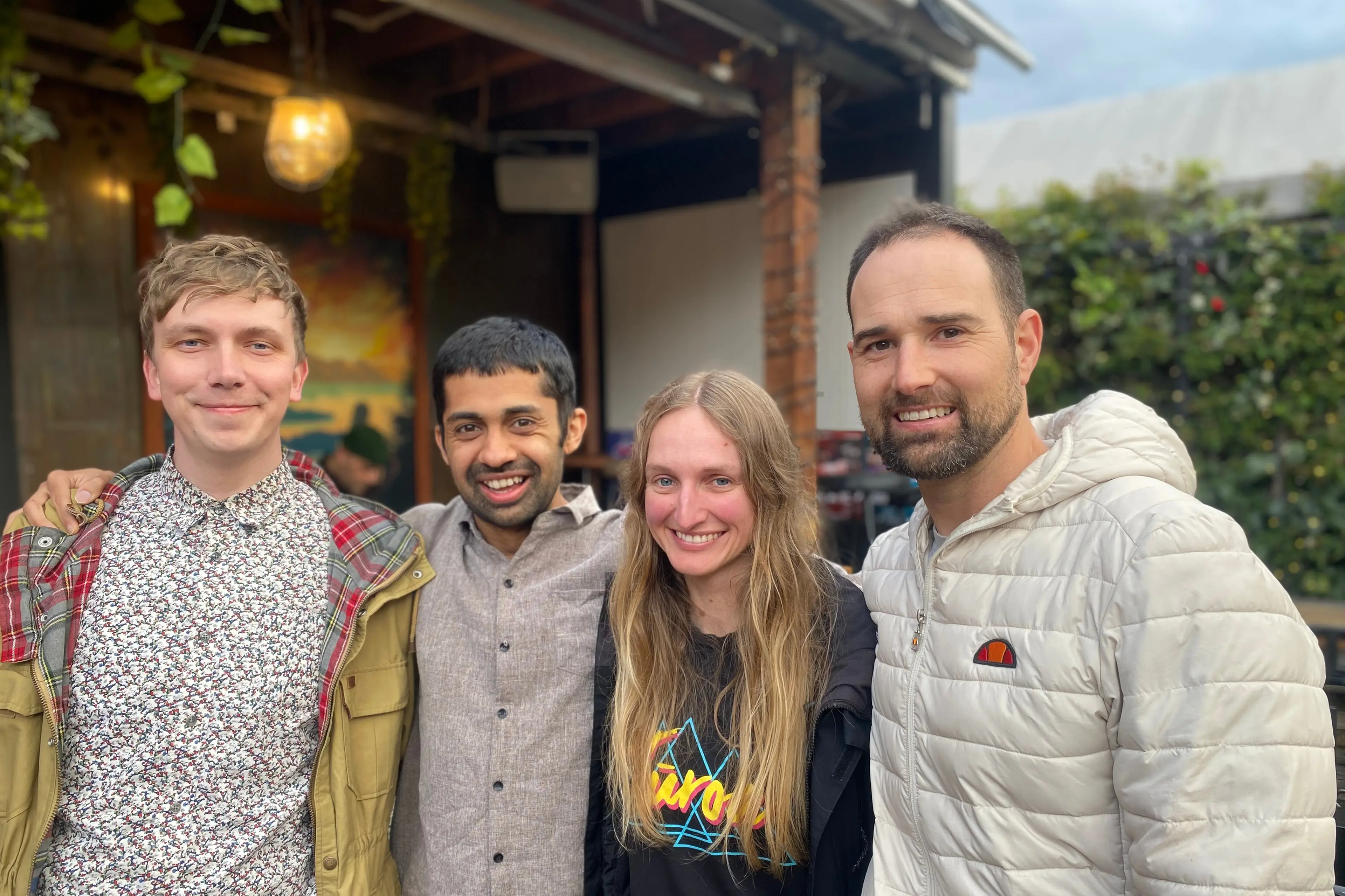 Soft launch for software initiative: Community Tech Lab programme manager Pradeesh Parameswaran, second left, with, from left, Kyle Grattan (Whakatipu Reforestation Trust), Jordan Elley (Queenstown Mountain Bike Club) and Nick Gilbert (Tahuna Glenorchy Dark Sky Sanctuary). Photo: Philip Chandler