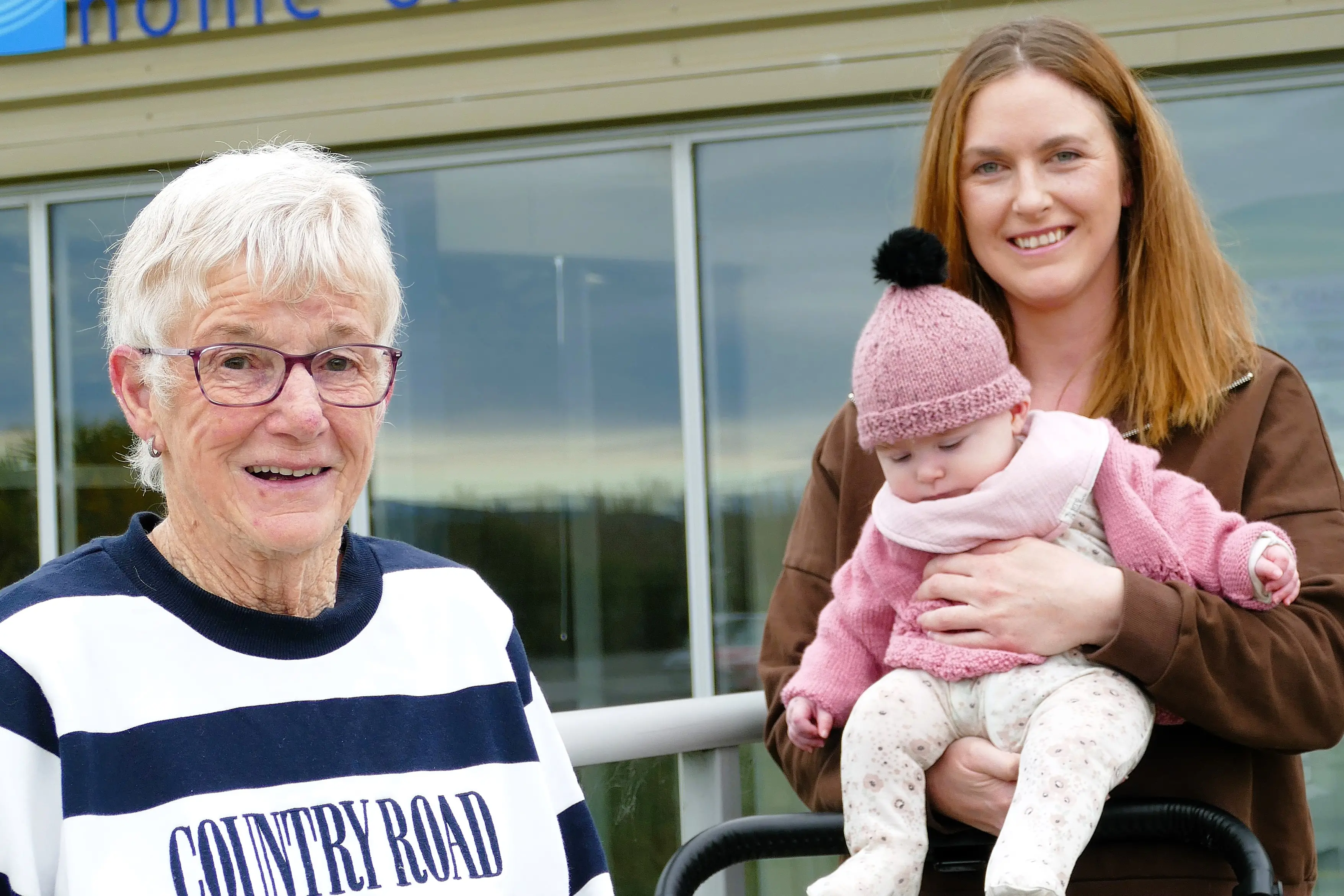 Pace & Prams Balclutha founder Lauren Willocks and baby Clara, 5 months, prepare for their weekly walk at the town\\'s Cross Recreation Centre with Centre Walking Group founder Gwenda Nyhon last Thursday. Photo: Richard Davison