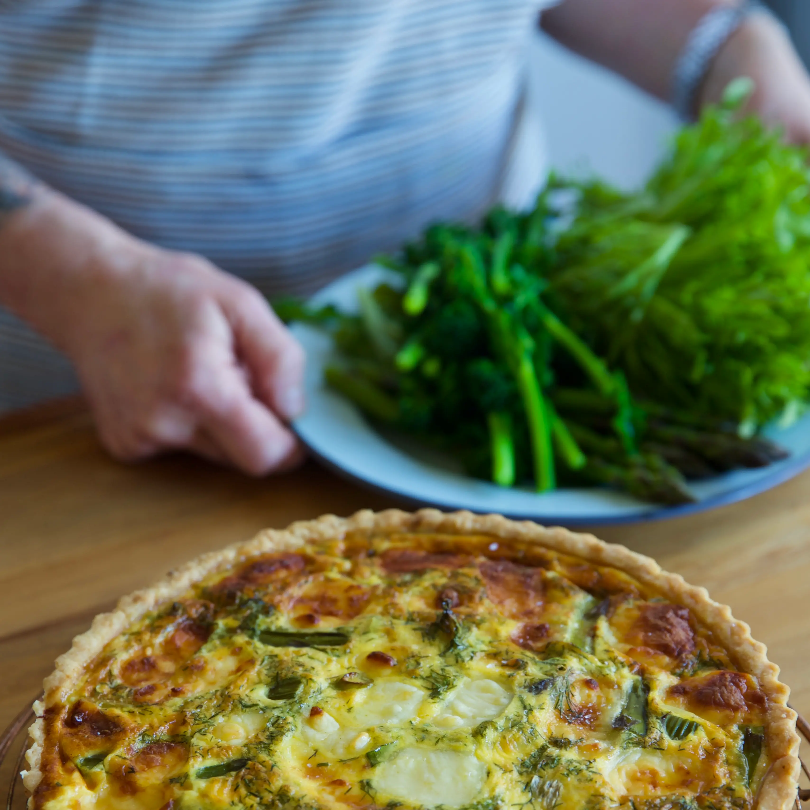 Asparagus, spring onion and fresh curd tart