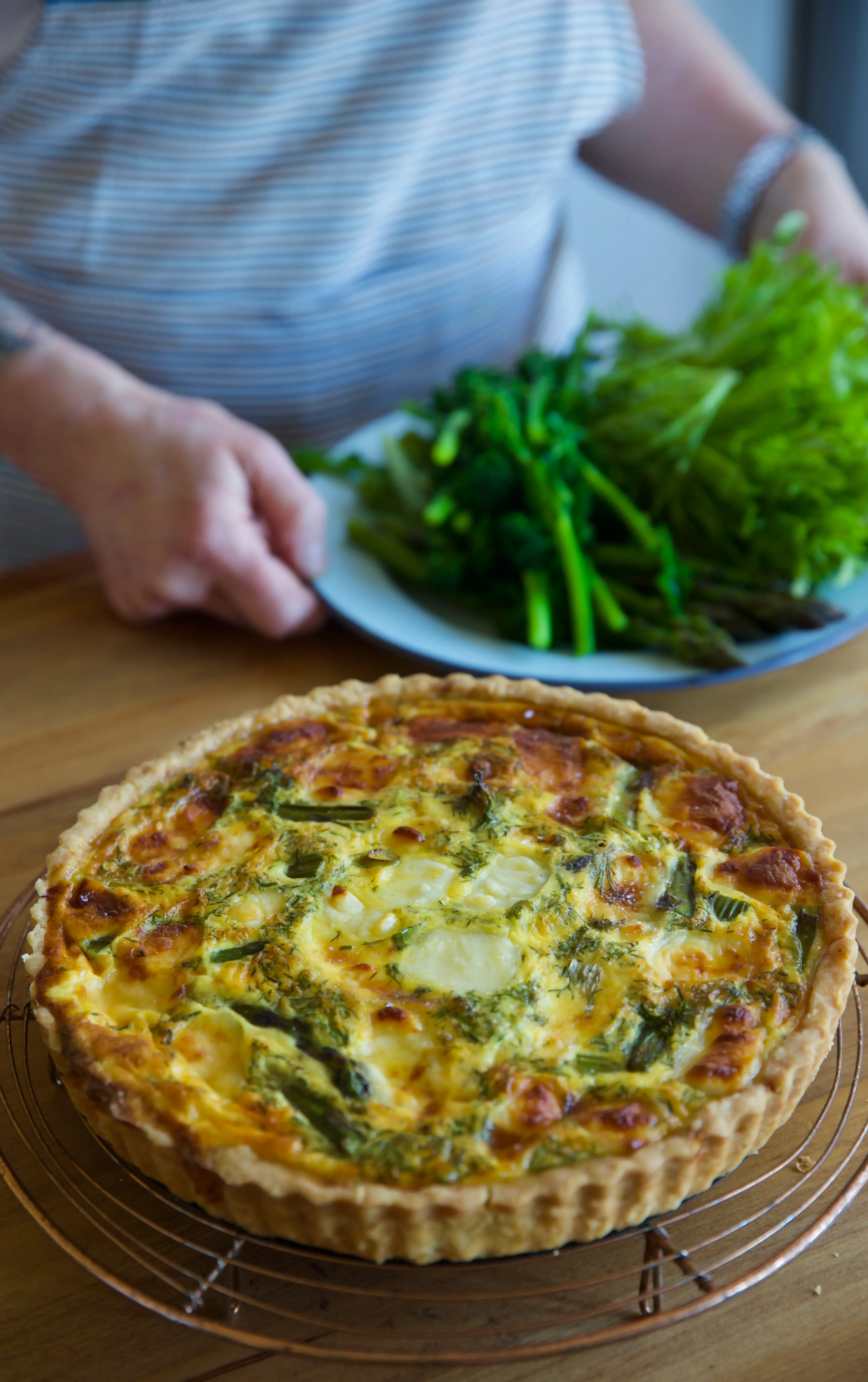 Asparagus, spring onion and fresh curd tart