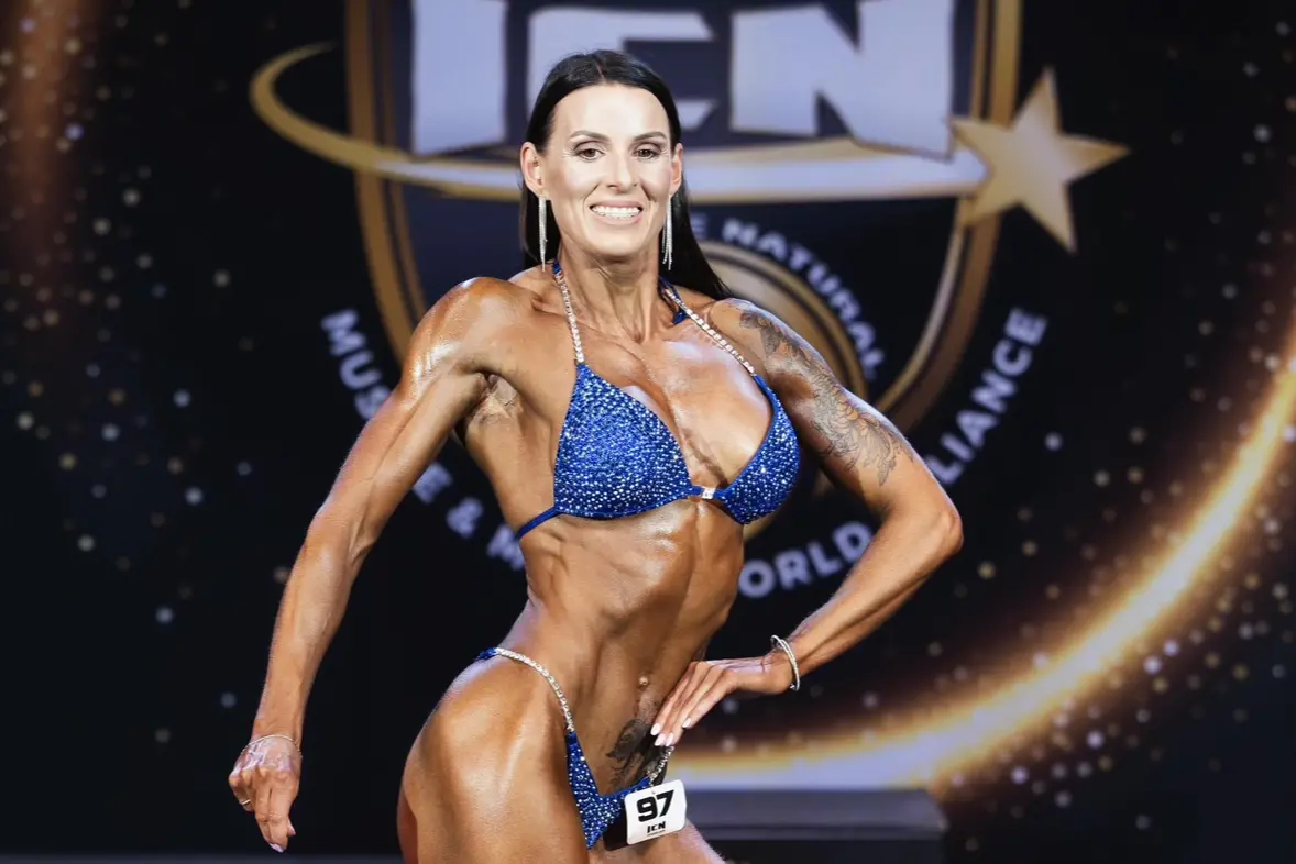 Kaitangata dairy farmer Rachel Shearer competing at the ICN New Zealand National Bodybuilding Championships at the Bruce Mason Centre in Takapuna, Auckland, late last month. Photo: Supplied