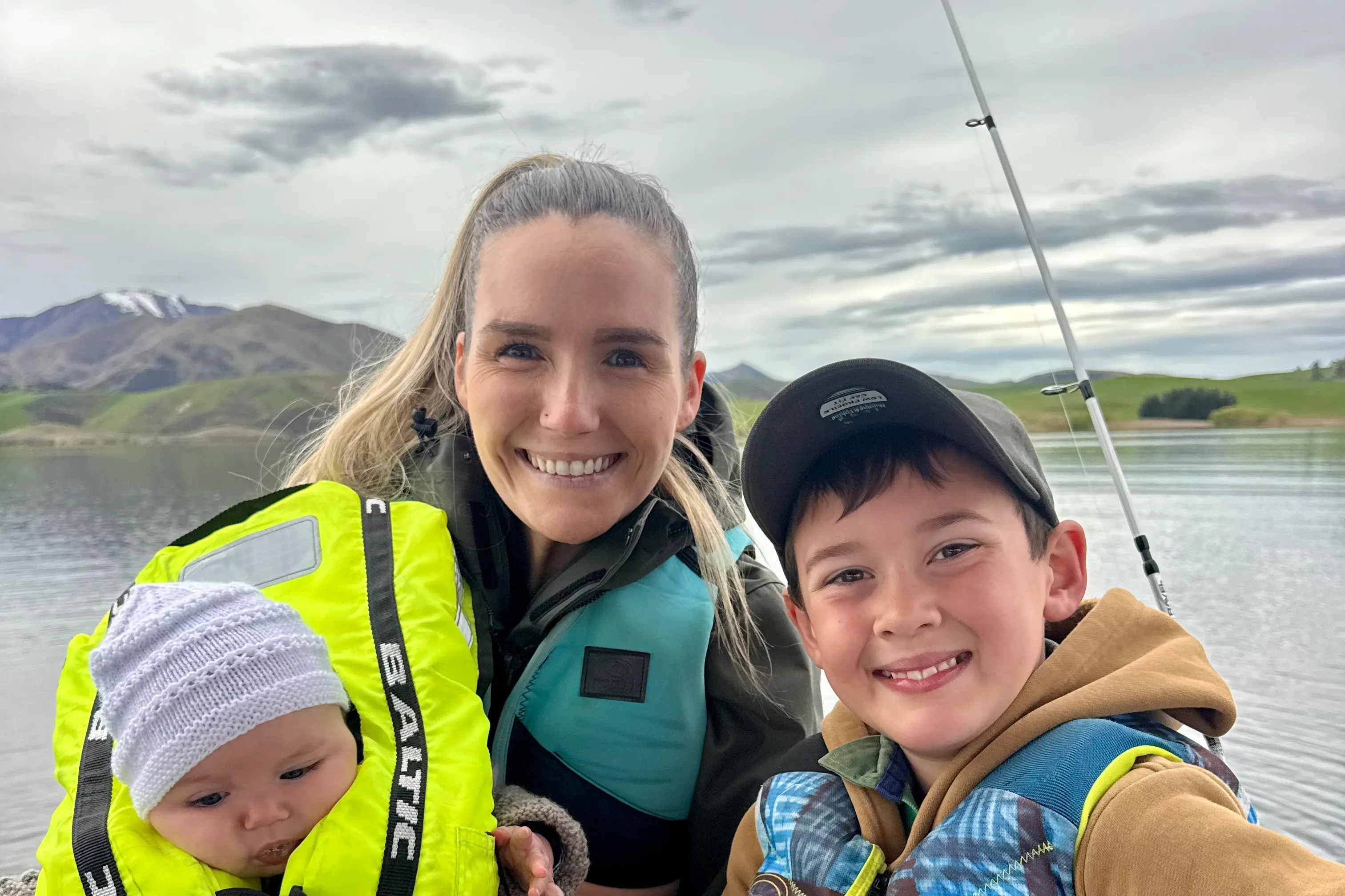 Archie Shearer,9, caught a rainbow trout while fishing with stepmother Olivia Grant and his sister Ellie Shearer (who at just 4-months-old was on her first fishing trip). The Timaru residents always find success trolling for trout in their boat at Lake Opuha. Archie\\'s most successful lures were Tasmanian Devil lures in \\u2018traffic light\\u2019 and \\u2018fluro yellow\\u2019 designs. Photo: Supplied