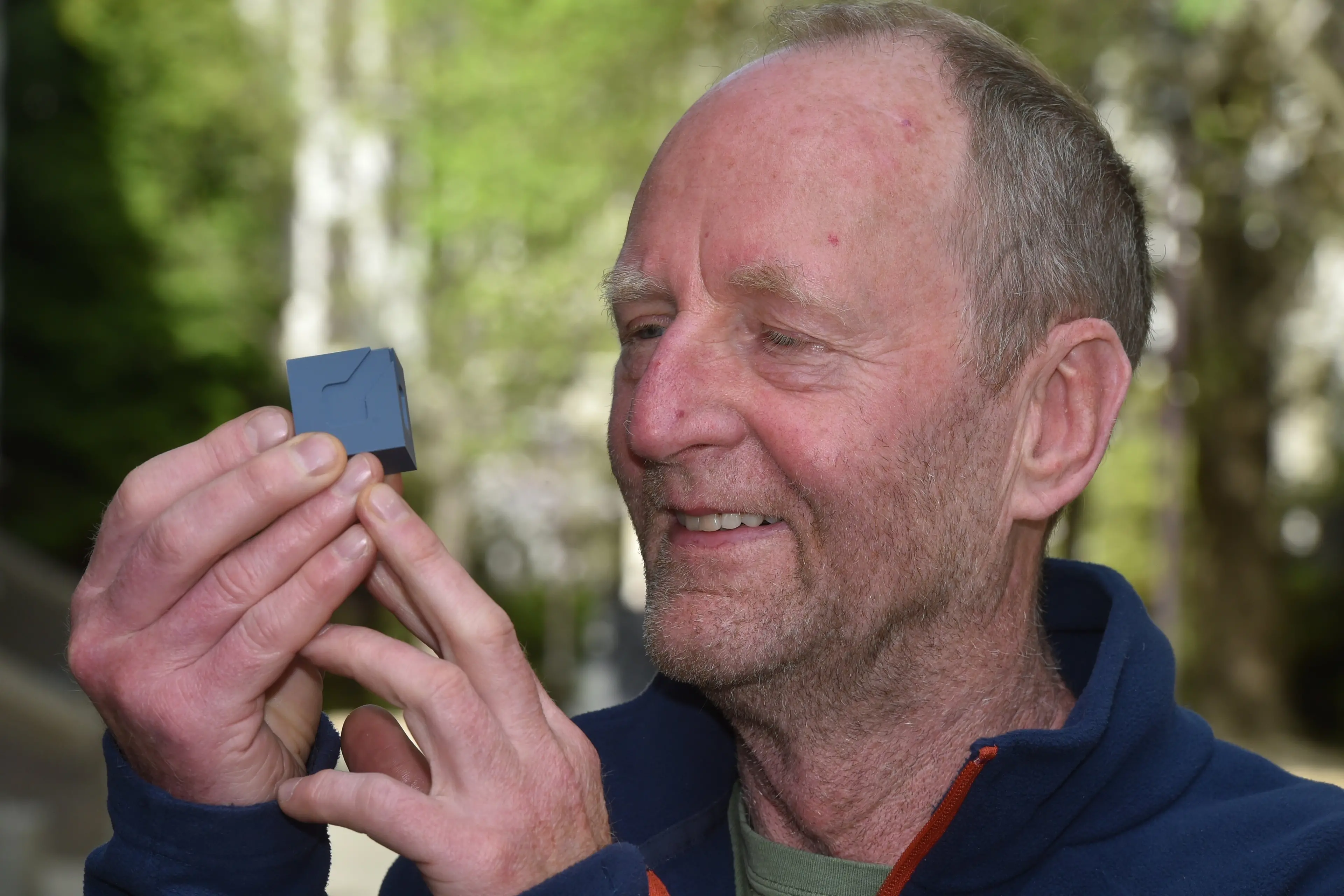 University of Otago geologist Prof David Prior with a model of an ice stressor, which will be used to measure ice flows in Antarctica. Photo: Gregor Richardson