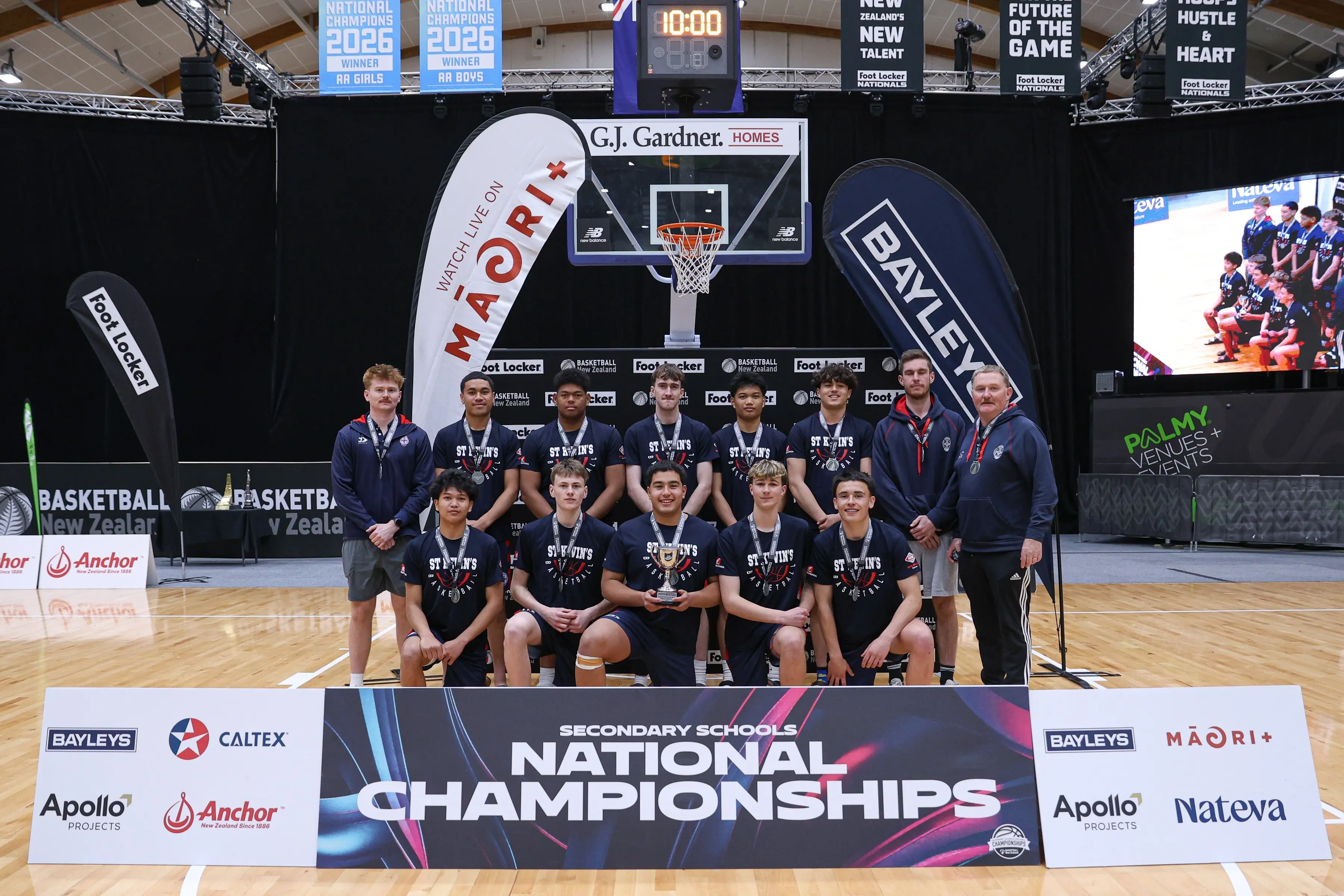 St Kevin\\'s College top V boys basketball team came second at the Basketball New Zealand A national secondary schools tournament in Palmerston North last week. Photo: Sharnee Jones