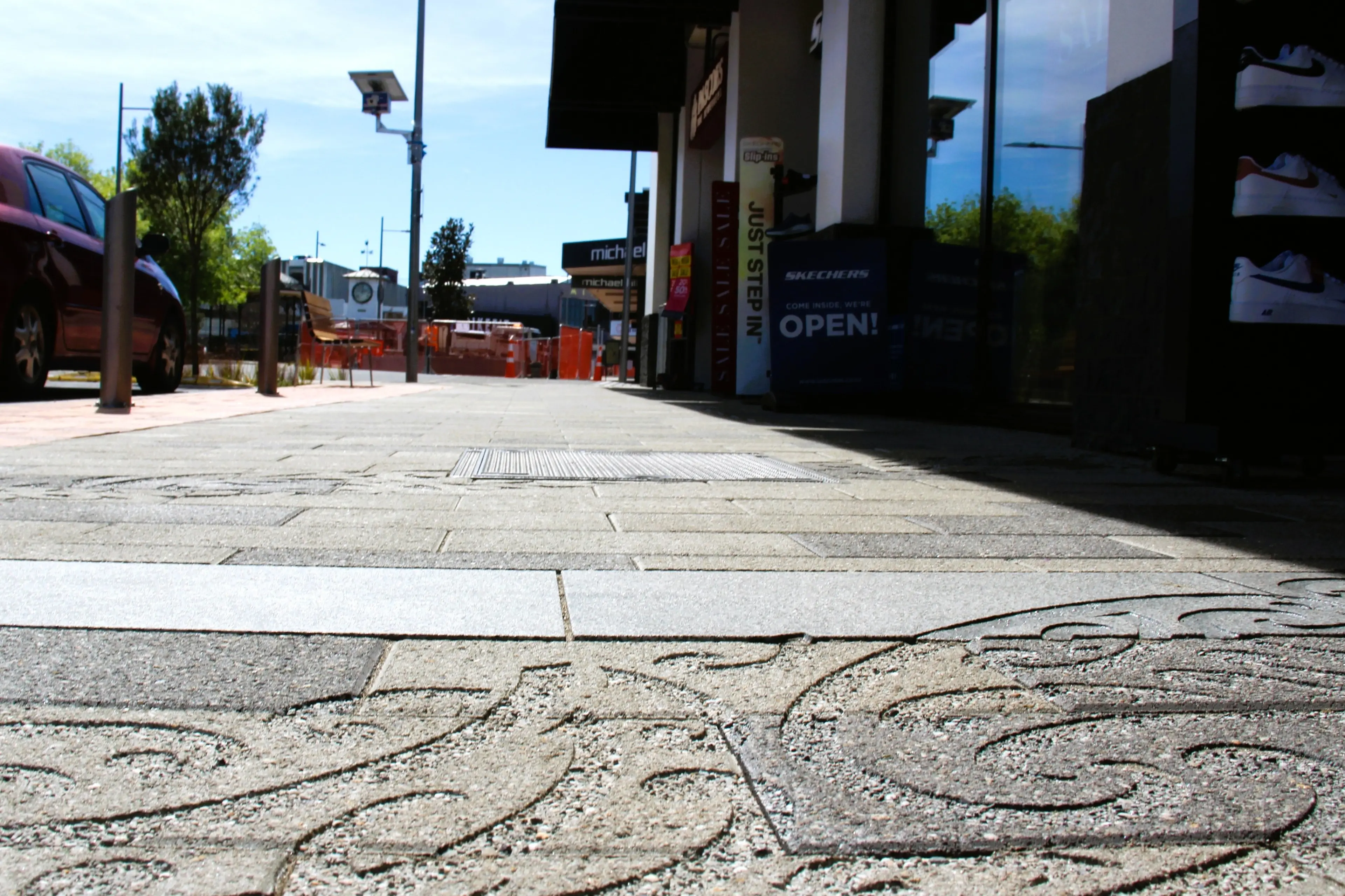 The pavers have been shallowly etched to avoid them becoming a hazard says a spokesperson from Marlborough District Council. Photo: Paula Hulburt