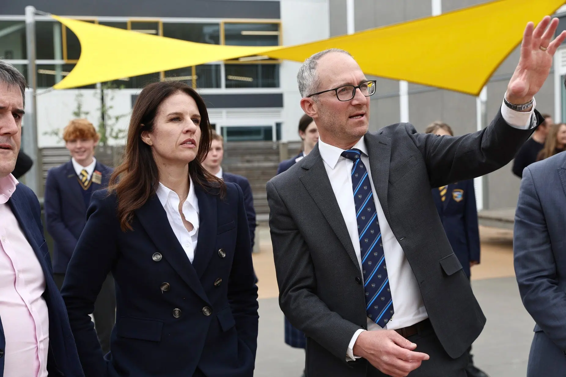 Education Minister Erica Stanford with principal Oded Nathan at Wakatipu High School on Tuesday. Photo: James Allan