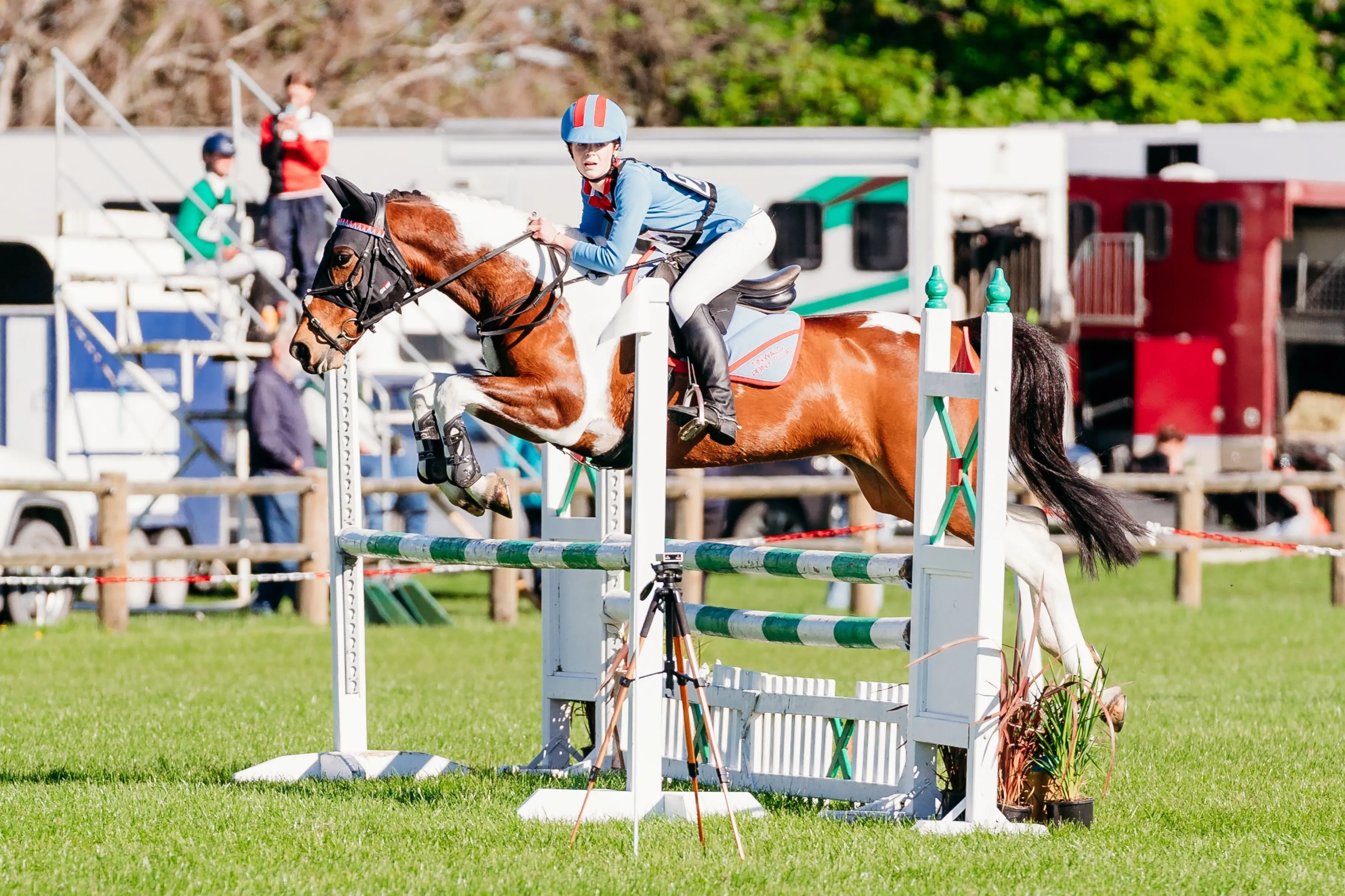 Lucy Bennett intermediate rider from Tinwald Pony Club show jumping on Village Gossip Girl. Photo: Olivia Skidmore Photography