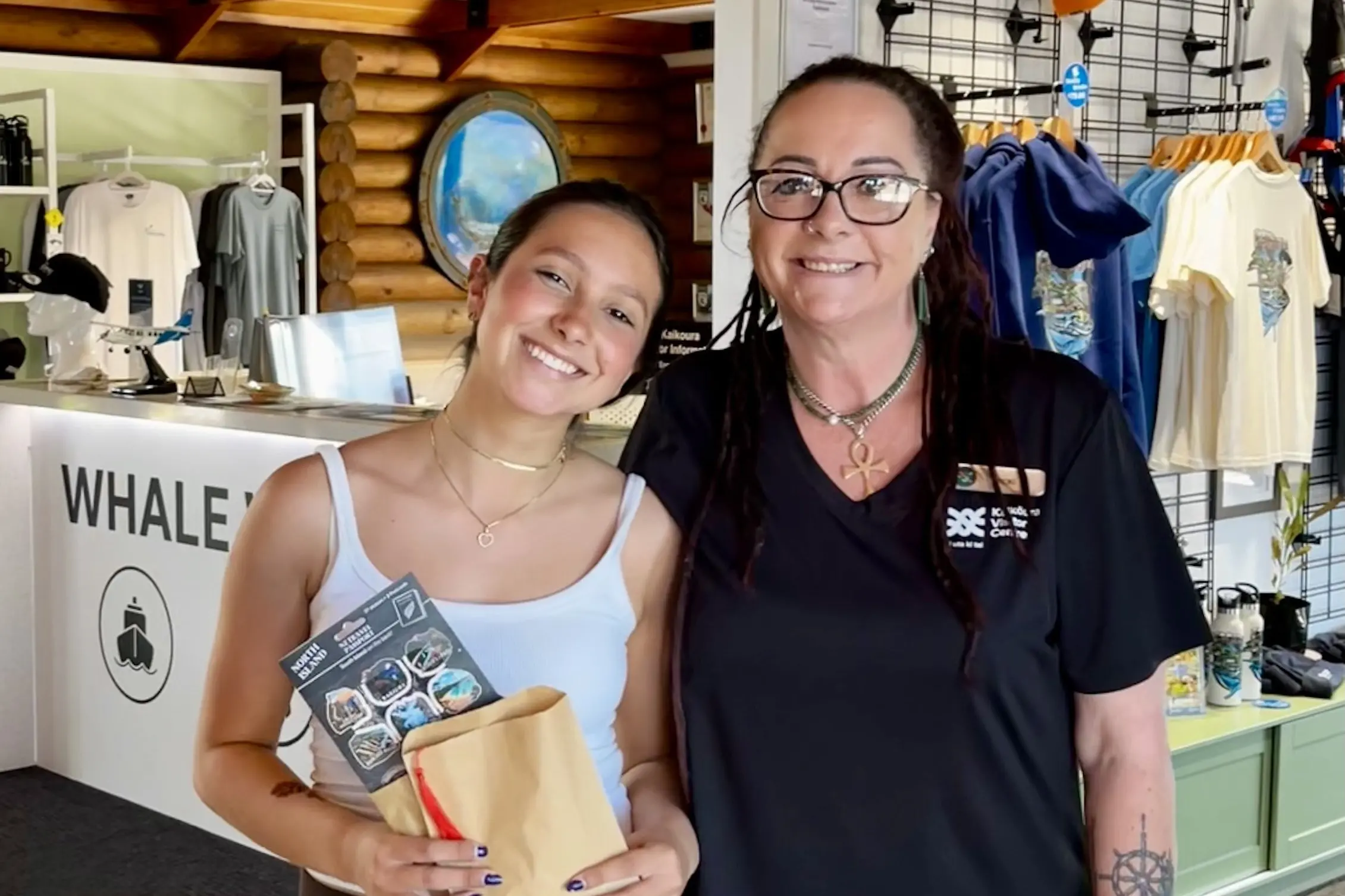 Milestone . . . Kaik\\u014Dura Visitor Centre manager Vicki Harris (right) presented Luana (16), of Brazil, with a gift as she became the centre\\u2019s 100,000th visitor last Wednesday. Photo: Supplied by Kaik\\u014Dura Visitor Centre