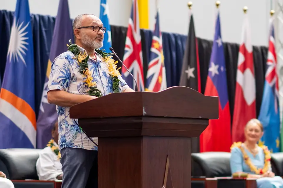 Solomon Islands Prime Minister Matthew Wale opening the 5th Pacific Oceans Pacific Climate Change Conference in Honiara. Photo: Noora Yukich, CC BY-SA