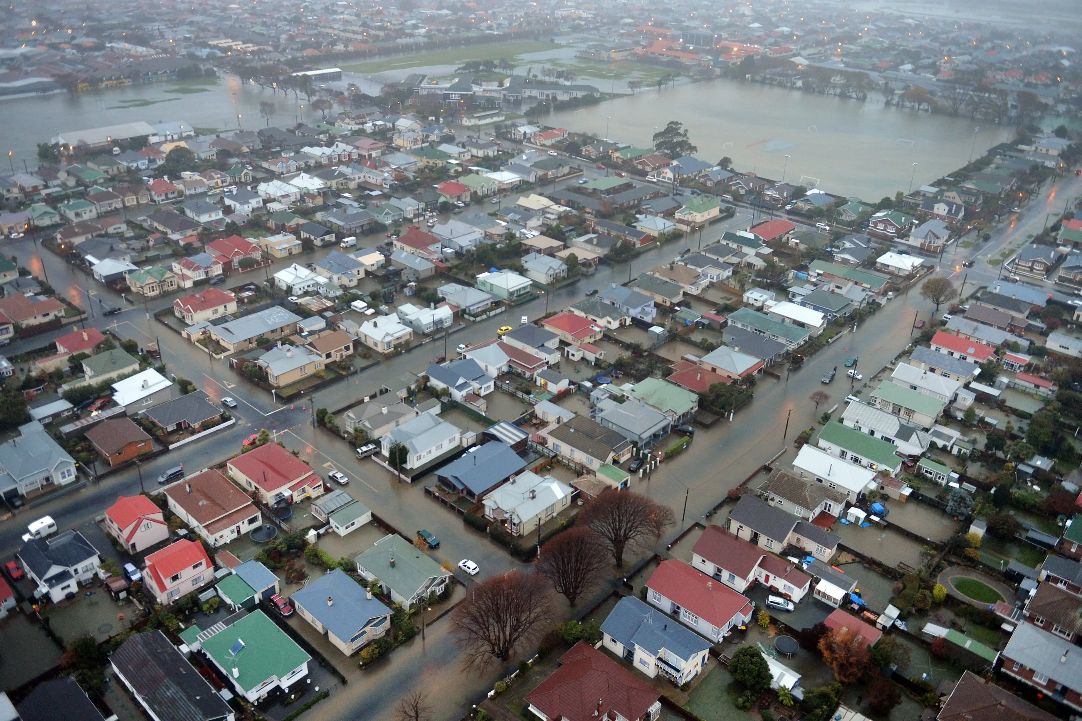 Aerial views of flooding in South Dunedin. Photo: Stephen Jaquiery